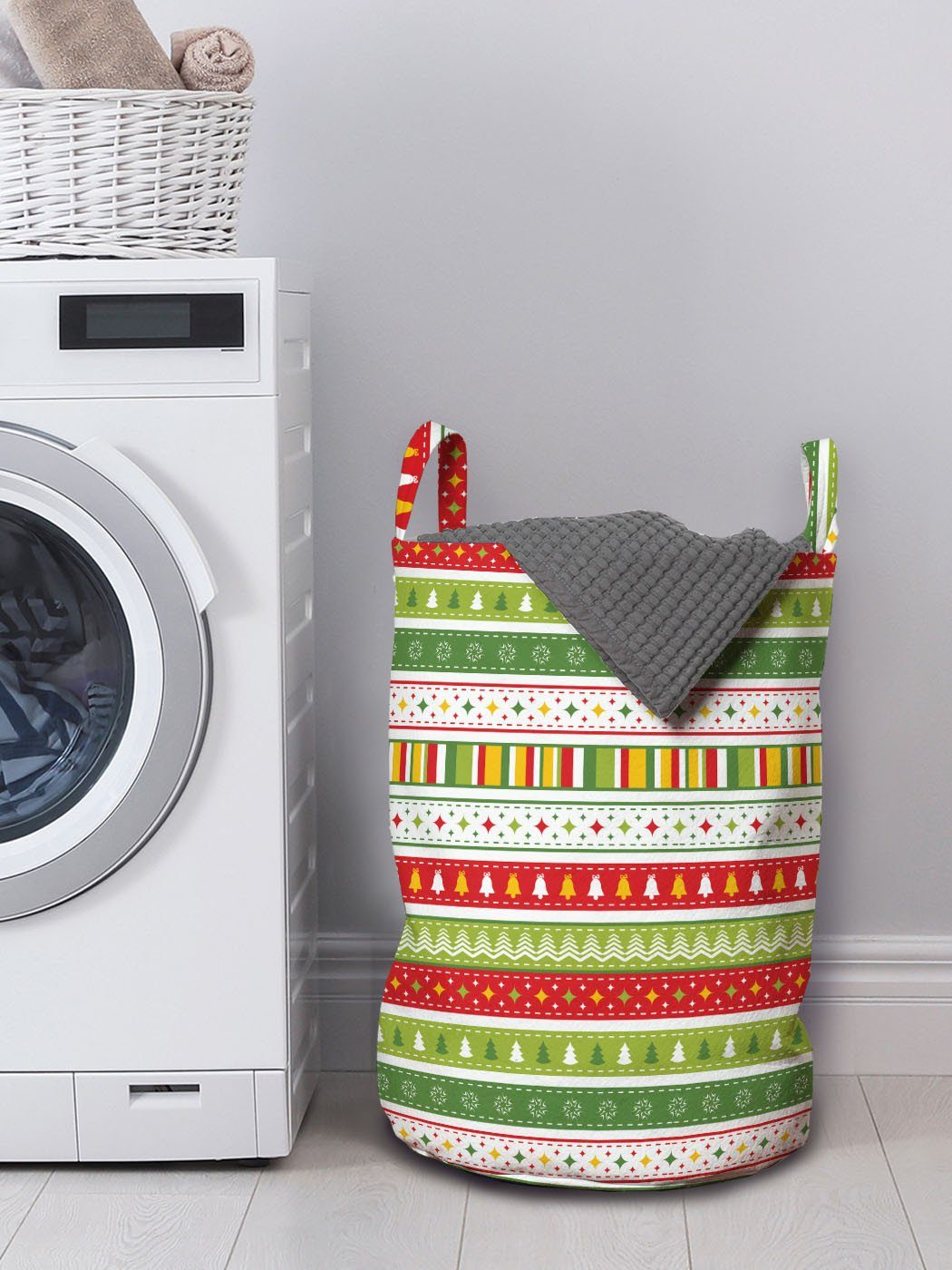 Wäschekorb Abakuhaus Wäschesäckchen Kordelzugverschluss Weihnachten traditionelle Griffen Waschsalons, mit Grenzen für