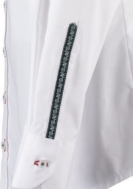 OS-Trachten Trachtenhemd Adito Langarmhemd mit Hirsch-Stickerei auf der Brusttasche