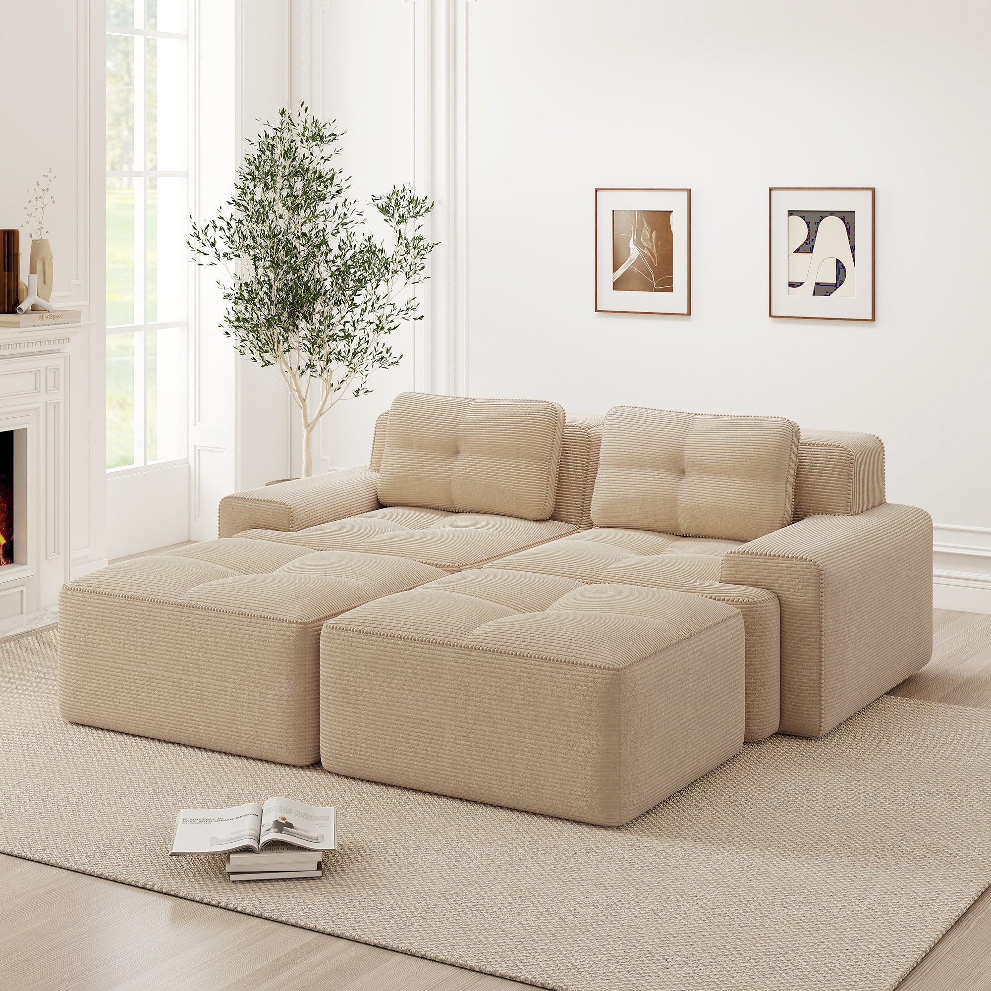 Odikalo Sofa Boneless Modulares Sofa kombinierbar Polstersofa Schlafsofa, C günstig online kaufen