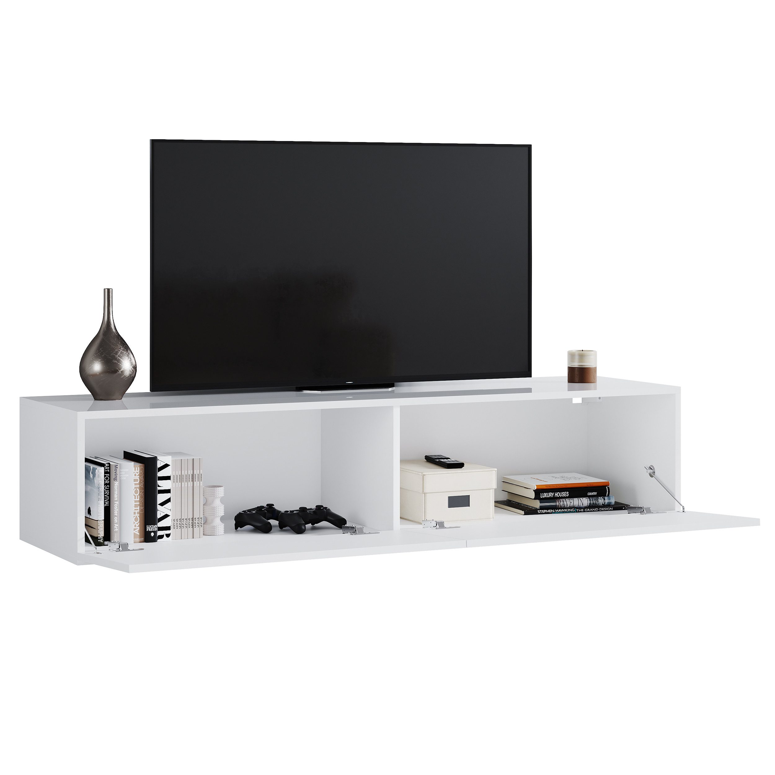 SONNI Lowboard TV Board Hochglanz hängend TV Lowboard Holz 140cm TV Schrank, 140x40x30cm