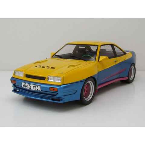 MCG Modellauto Opel Manta B Mattig "Manta Manta" 1991 gelb blau Modellauto 1:18 MCG, Maßstab 1:18