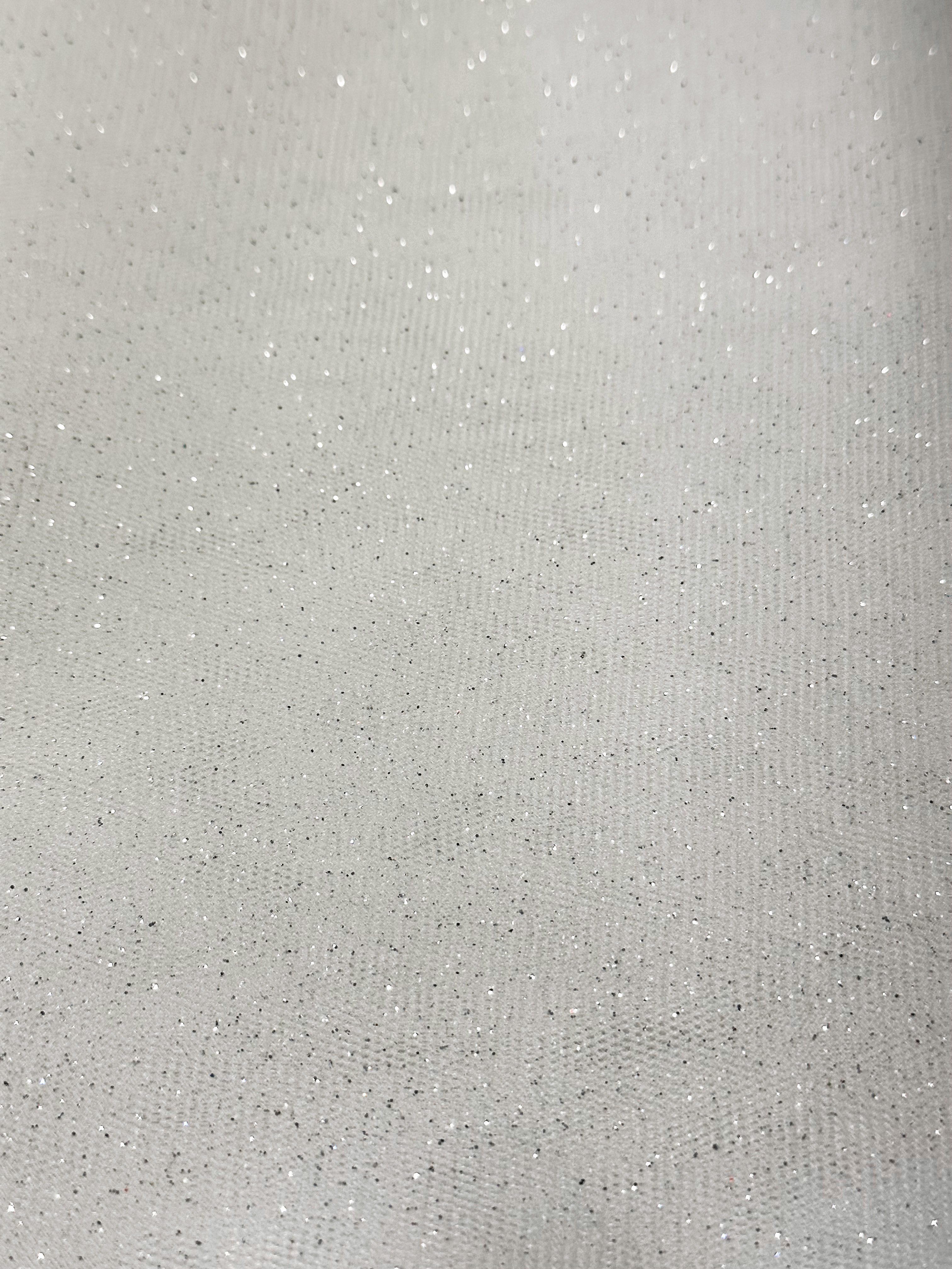 Thumbnail - Creativery Stoff, Glitzer Tüll Stoff 150cm x 3m Weiß