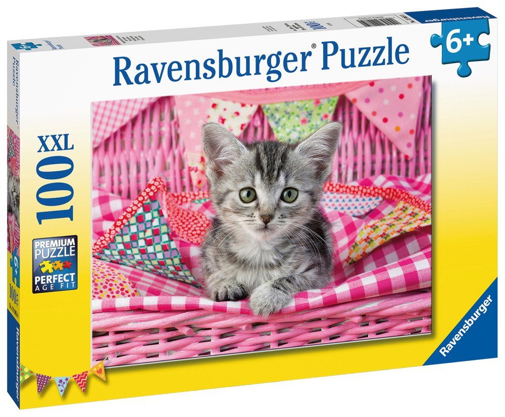 Ravensburger Puzzle 100 Teile Ravensburger Kinder Puzzle XXL Niedliches Kätzchen 12985, 100 Puzzleteile
