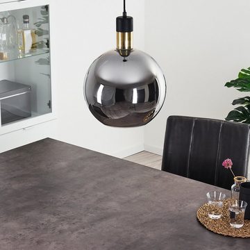 hofstein Hängeleuchte »Placa« runde Pendellampe aus Metall in schwarz, ohne Leuchtmittel, Höhe max. 175cm (verstellbar), E27, Hängelampe mit Schirmen aus Glas