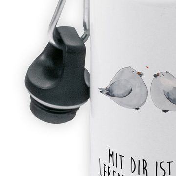 Mr. & Mrs. Panda Trinkflasche Turteltauben Liebe - Weiß - Geschenk, Freund, Pärchen, Kindergarten F, Fröhliche Motive