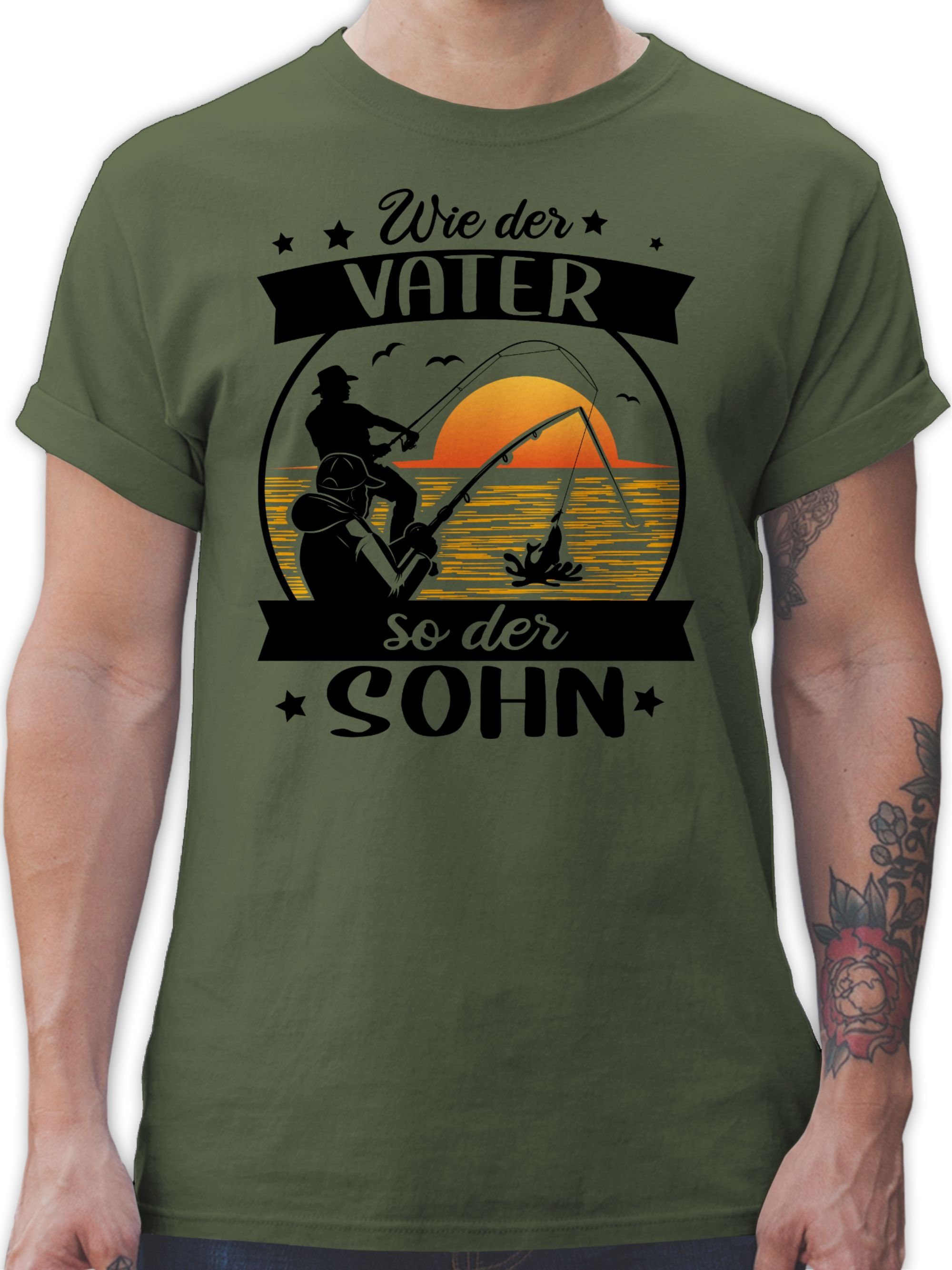 - schwarz/orange der Army der 2 Angeln Sohn - T-Shirt Shirtracer Grün so Angler Vater Wie Geschenke