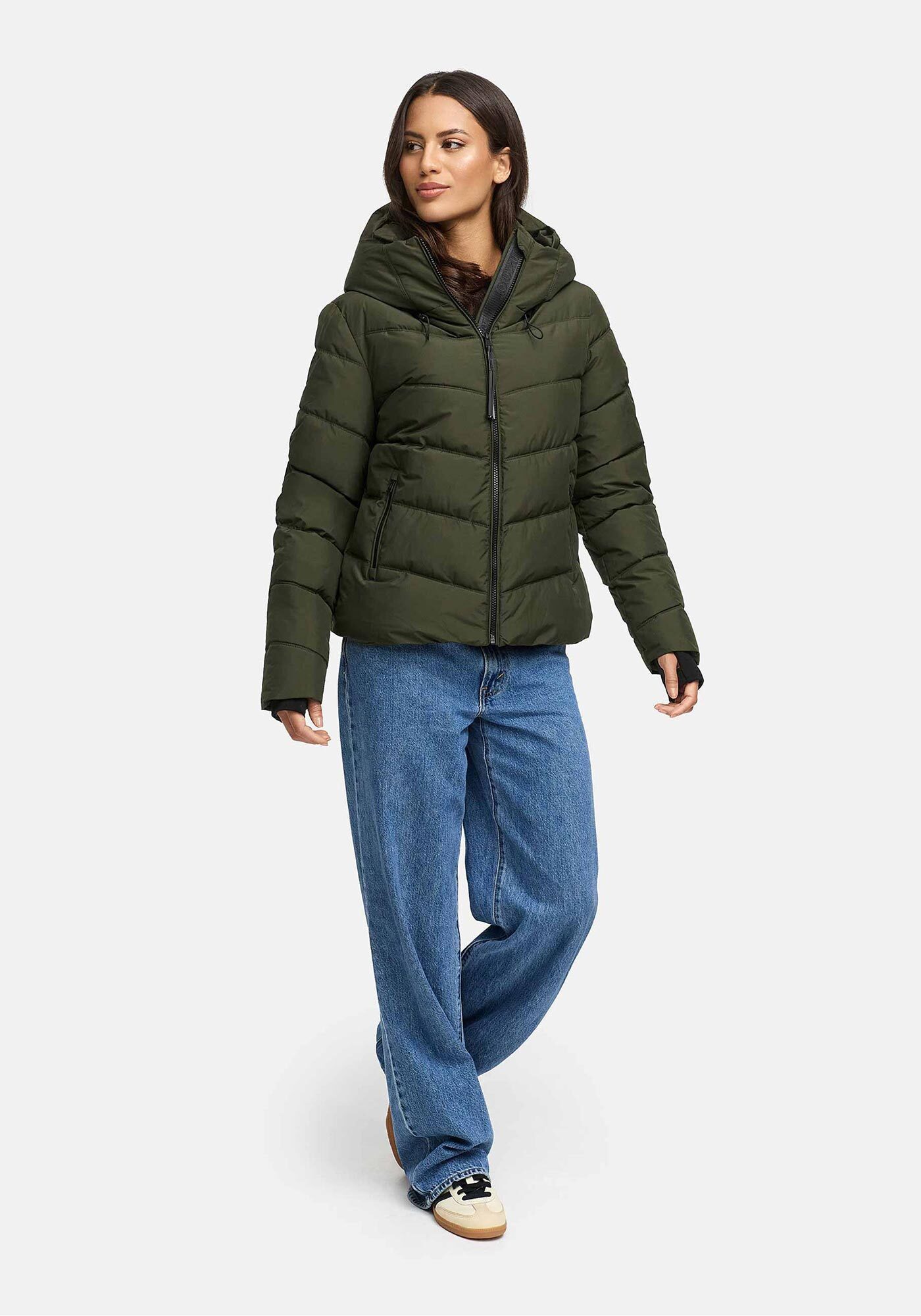 Marikoo Winterjacke Yukanii Kurze Winterjacke mit langen Bündchen und Daumenloch