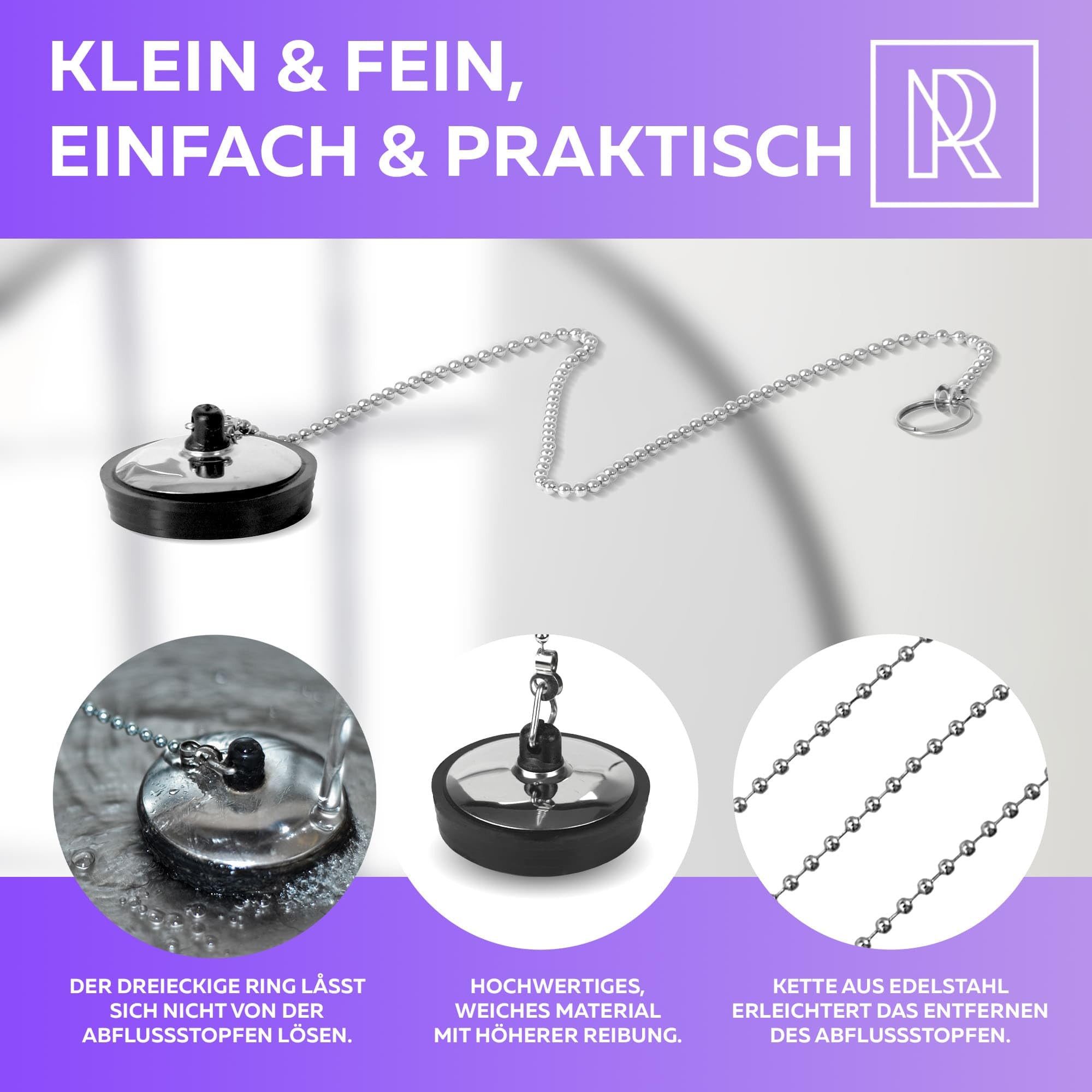 M. Rosenfeld Waschbeckenstöpsel Universal Waschbeckenstöpsel und Abflussstopfen für Küchenspülen – Bild 5 von 5