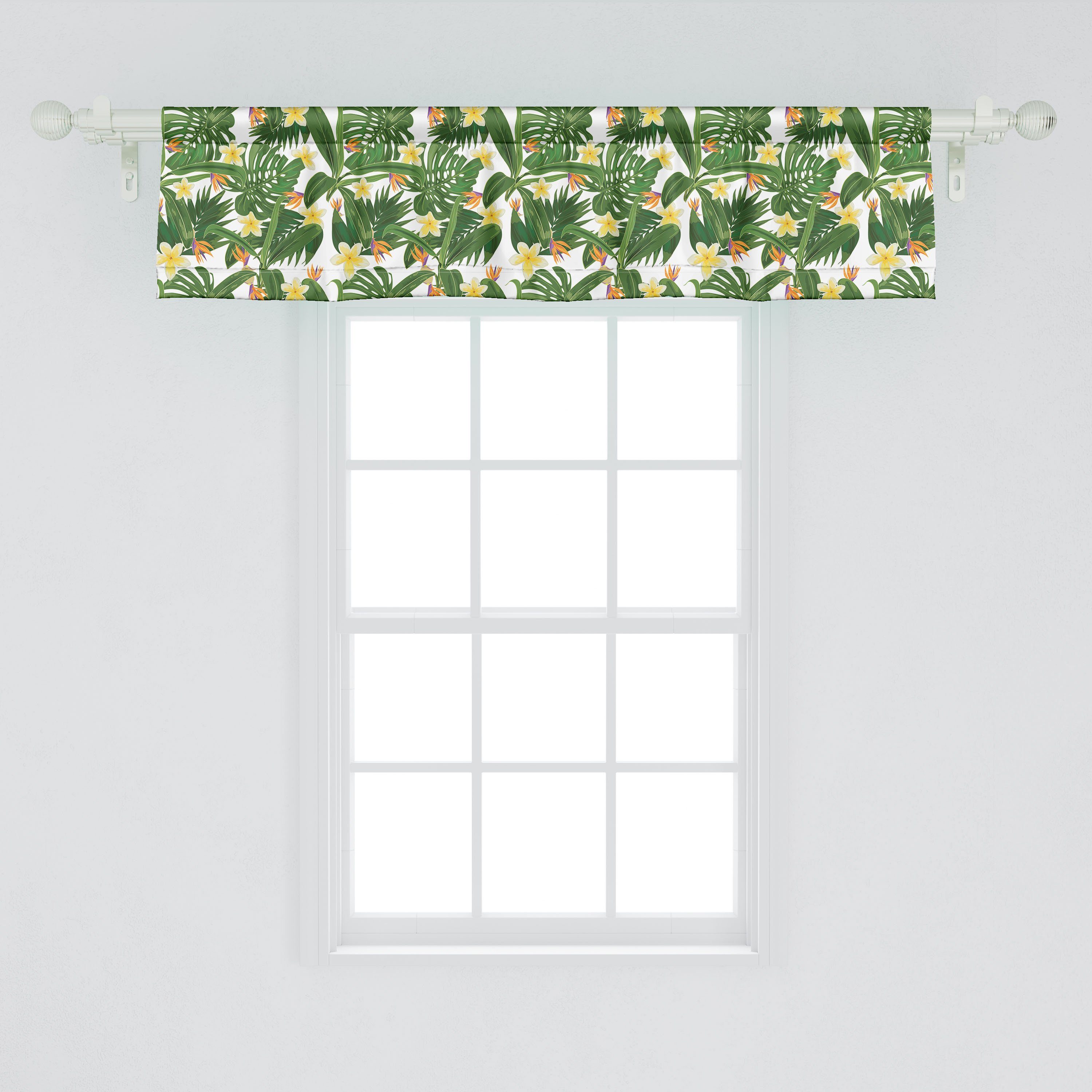 Scheibengardine Vorhang Volant für Monstera Tropisch Küche Strelitzia Stangentasche, Schlafzimmer Dekor mit Abakuhaus, Palm Microfaser