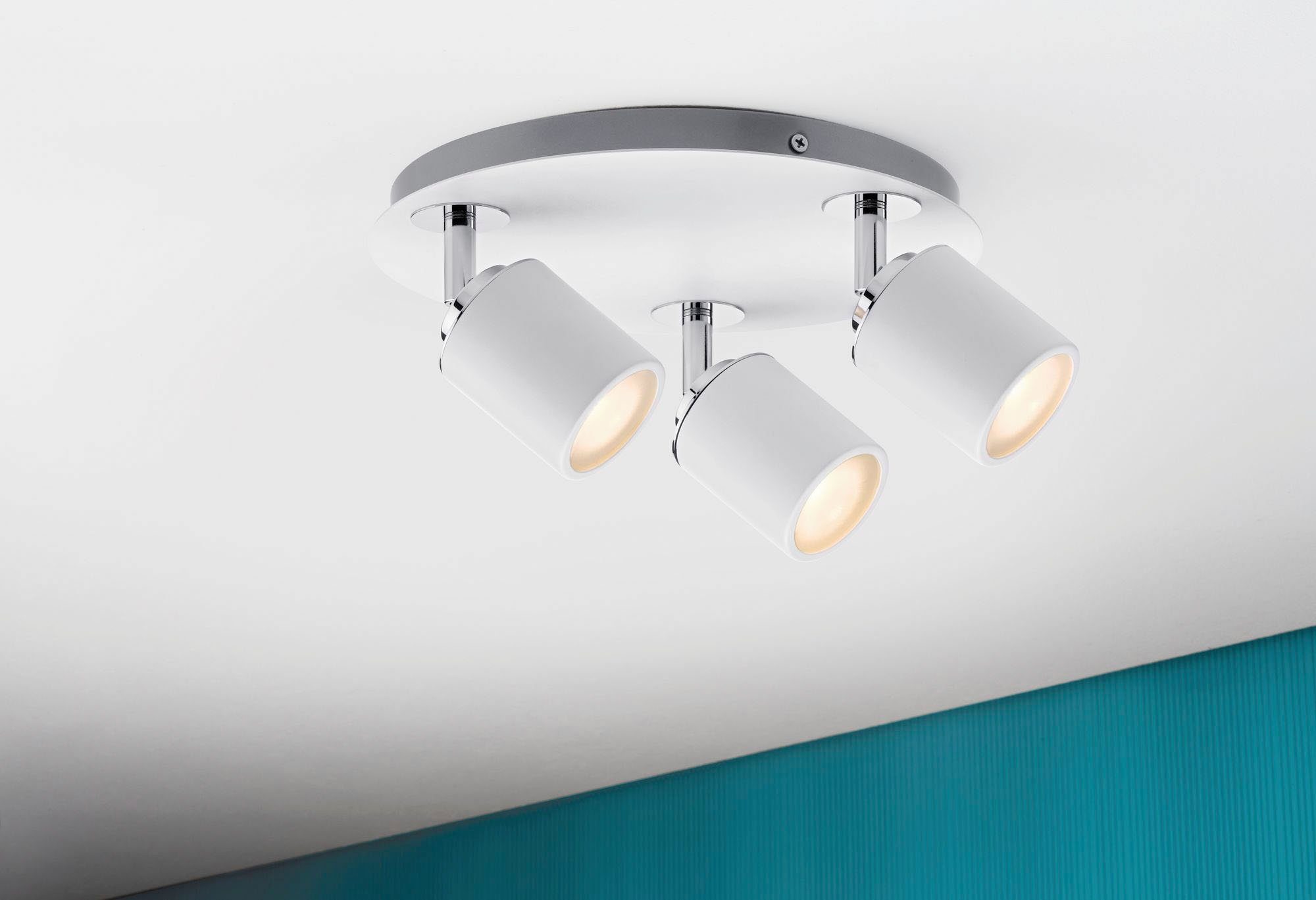 Paulmann LED Deckenleuchte, ohne Leuchtmittel, GU10, 3er-Spot Gu10 Weiß/Chrom Tube ohne Leuchtmittel, max. 10W