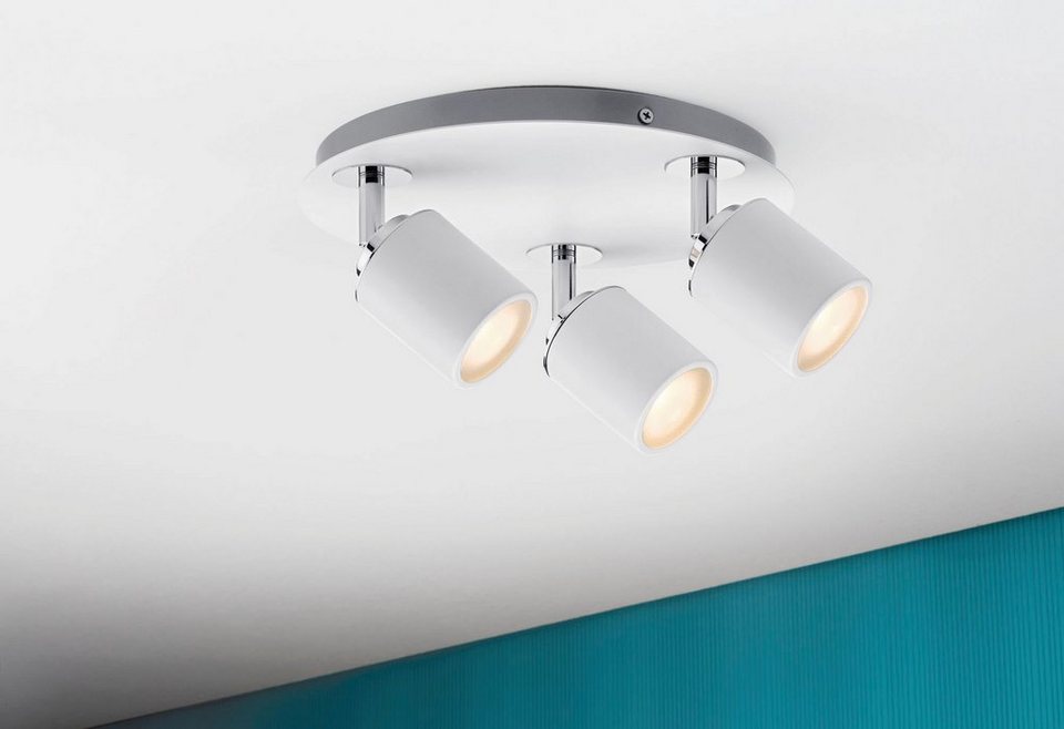 Paulmann LED Deckenleuchte, ohne Leuchtmittel, GU10, 3er-Spot Gu10 Weiß/Chrom  Tube ohne Leuchtmittel, max. 10W, moderne Deckenlampe für Büro, Flur, Küche  Ess-und Wohnzimmer