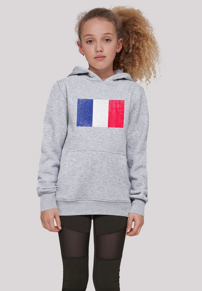 F4NT4STIC Kapuzenpullover France Frankreich Flagge distressed Print, Das  Model ist 145 cm groß und trägt Größe 145/152