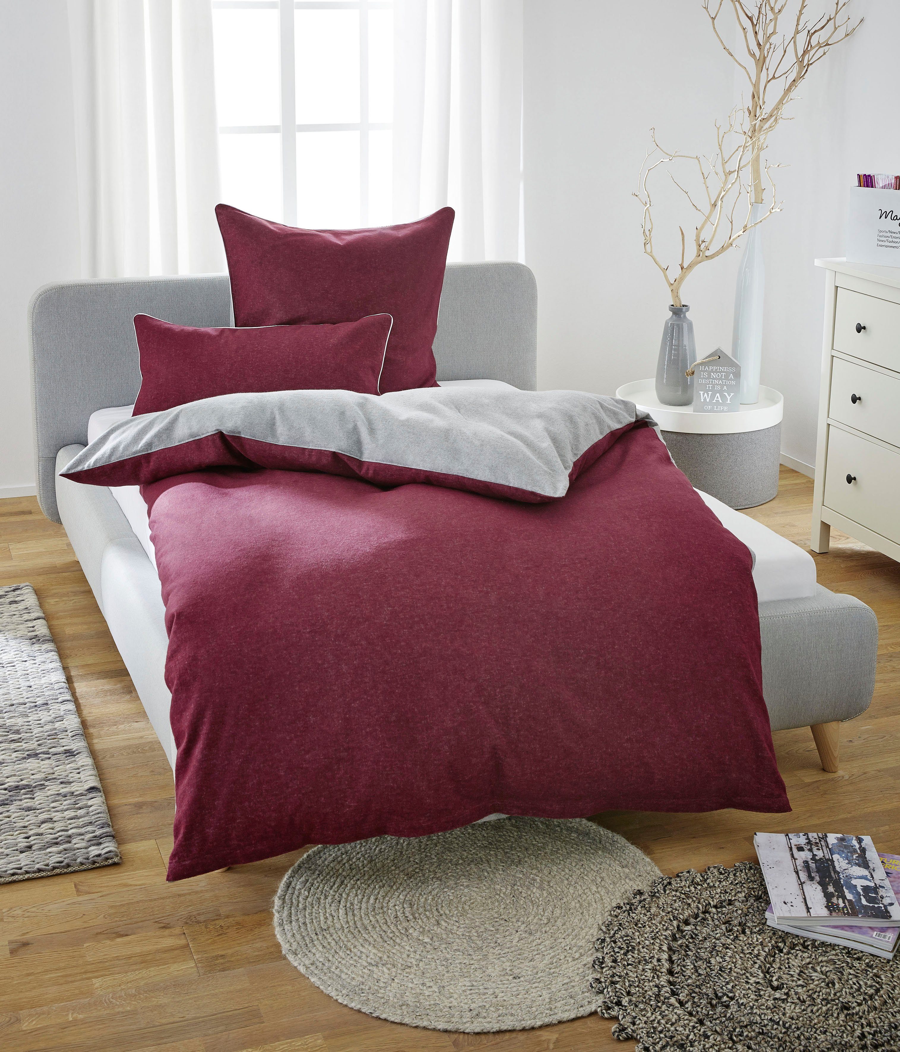 Biberna Wendebettwäsche 0840500 HERMAL Premium Biber Melange-Flanell Bettwäsche 100% Baumwolle, Flanell, 2 teilig, Biber, wärmend & weich, Reißverschluss, ab Gr – Bild 2 von 5