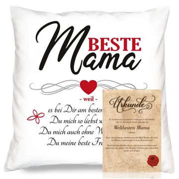 Soreso® Dekokissen Kissen + Urkunde Geschenk für Mama Geburtstag Muttertag Weihnachten, Geburtstagsgeschenk Weihnachtsgeschenk Muttertagsgeschenk