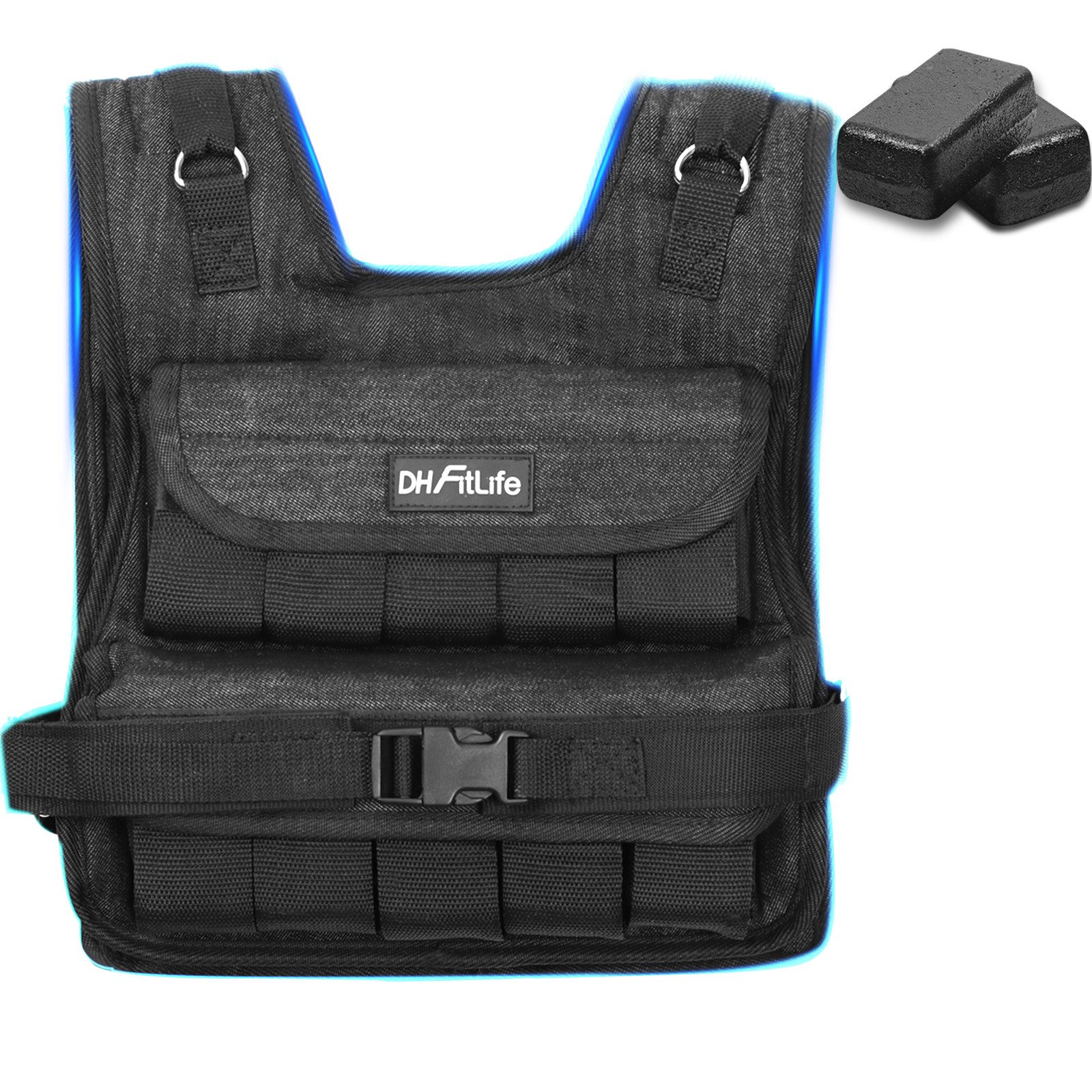 DH FitLife Gewichtsweste 10kg/20kg Kompakt u. Stabil zum Muskelaufbau u. Krafttraining, (Fitnessweste für Ausdauer- & Ganzkörpertraining), Laufweste Damen Herren, Fitnessweste Trainingsweste