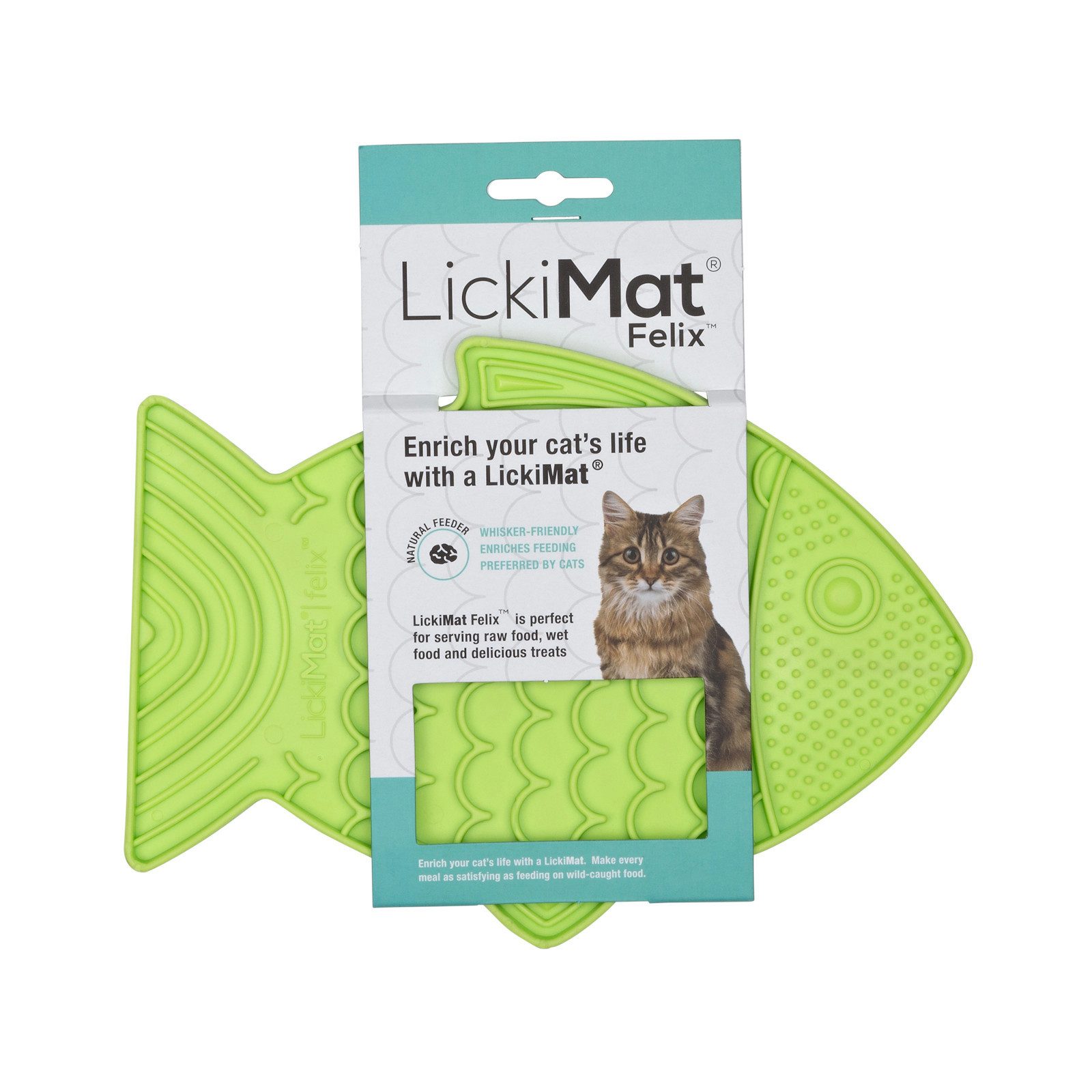 LickiMat Antischlingnapf Schleckmatte aus Naturgummi für Katzen - grün, mikrowellengeignet