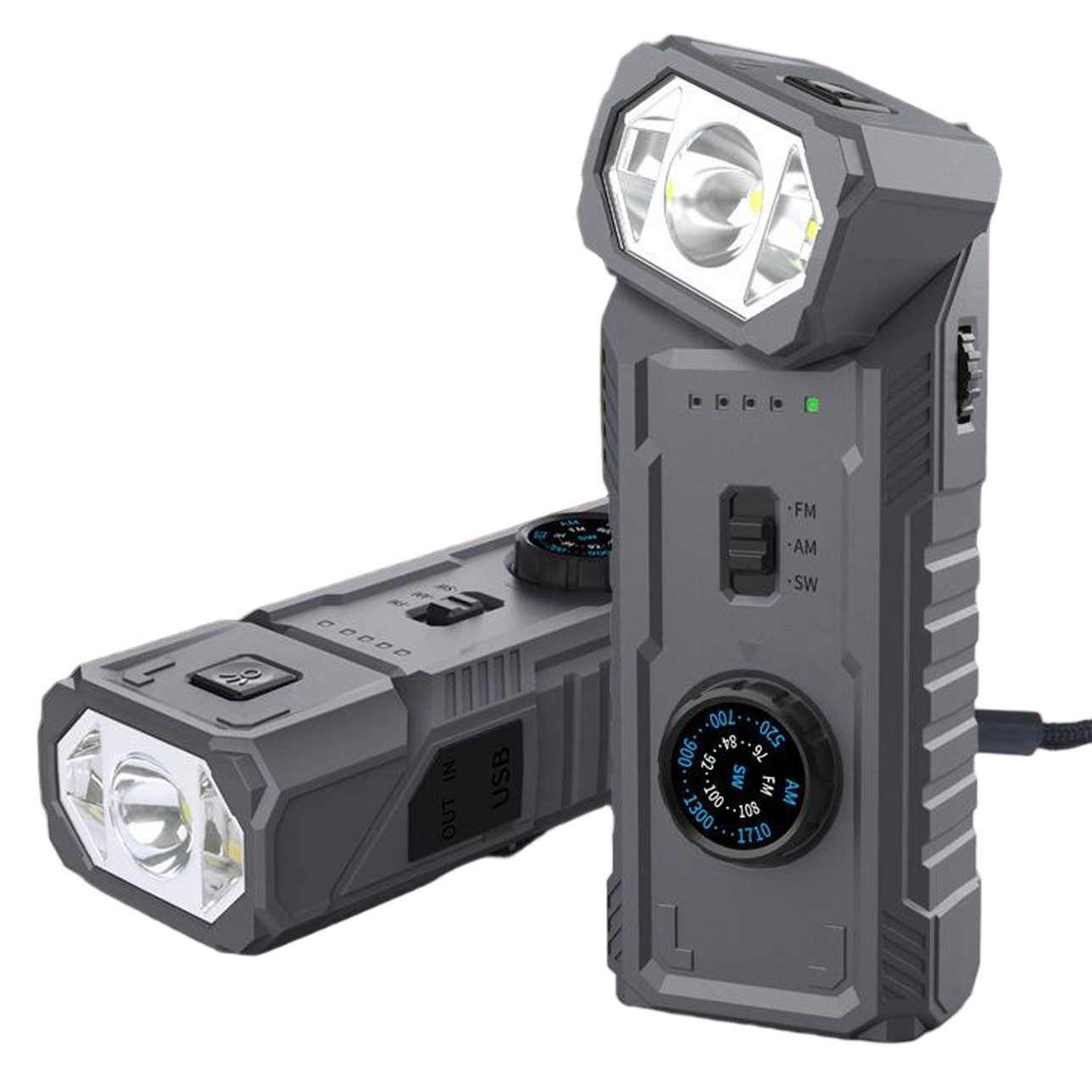 ibettertec Notfall-Radio Multi-SB (Handkurbel + USB-Stromversorgung) Notfallradio (2000 mAh Powerbank, FM/AM/SW Tragbares Radio)