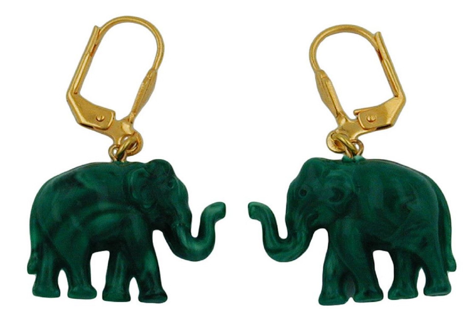 unbespielt Paar Ohrhänger Ohrringe Brisur Mini-Elefant Grün-marmoriert Kuns günstig online kaufen