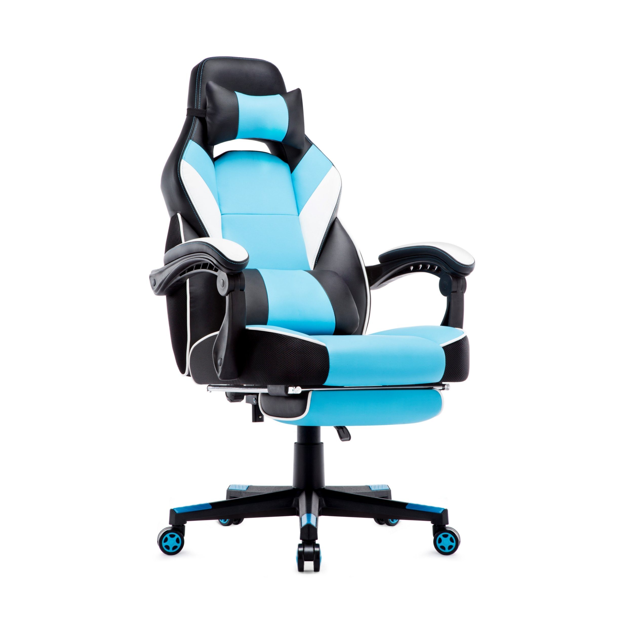 Intimate WM Heart Gaming-Stuhl mit Hoher Rückenlehne und Fußstützen blau