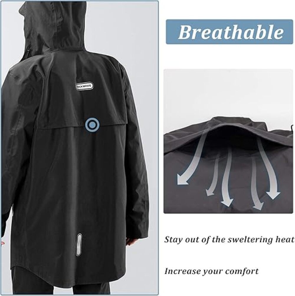 ROCKBROS Regenmantel Wasserdichter Regenponcho Verlängerte Regenjacke Outdoor reflektierende Streifen