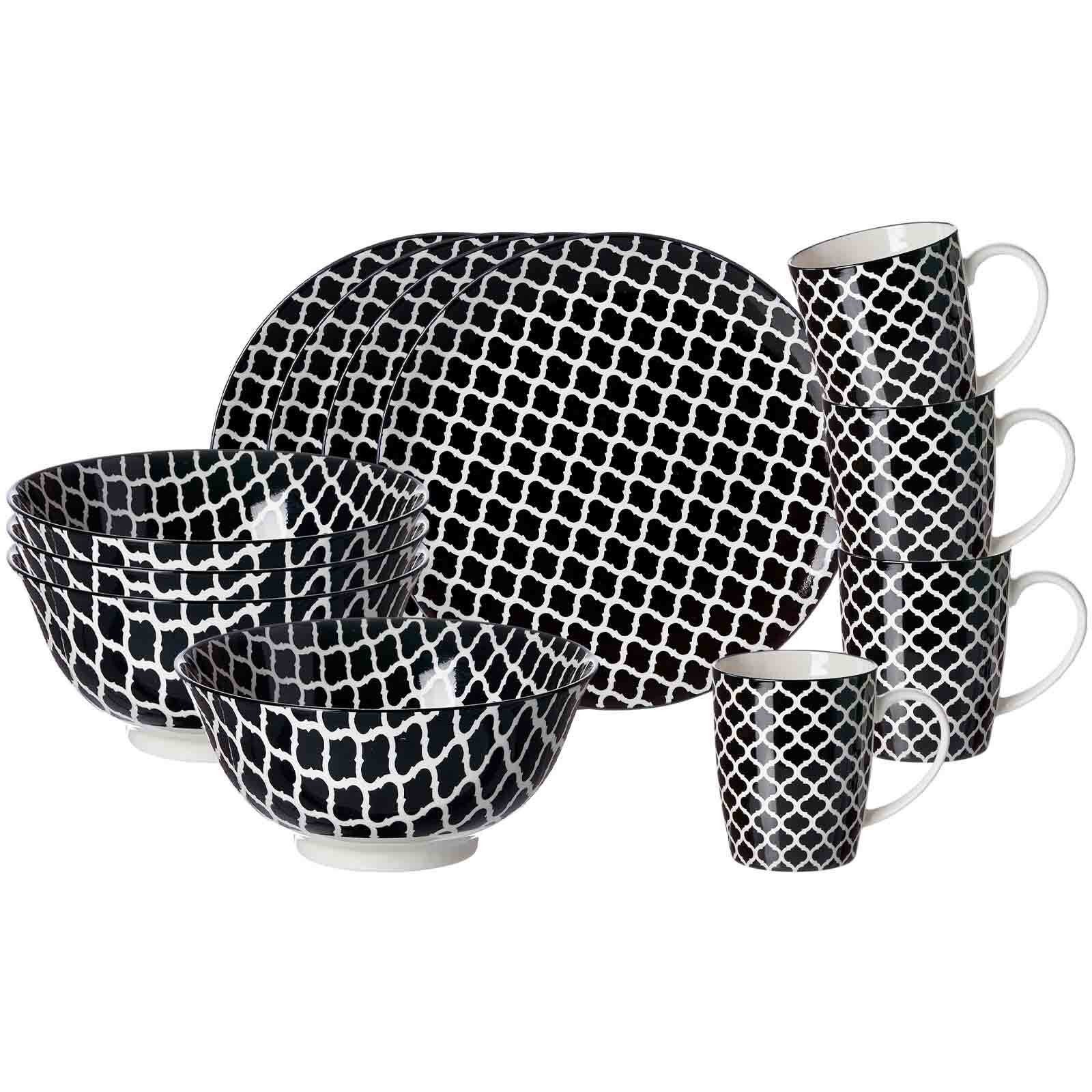 Ritzenhoff & Breker Frühstücks-Geschirrset Takeo Swing Frühstücksset 12er Set (12-tlg), 4 Personen, Porzellan