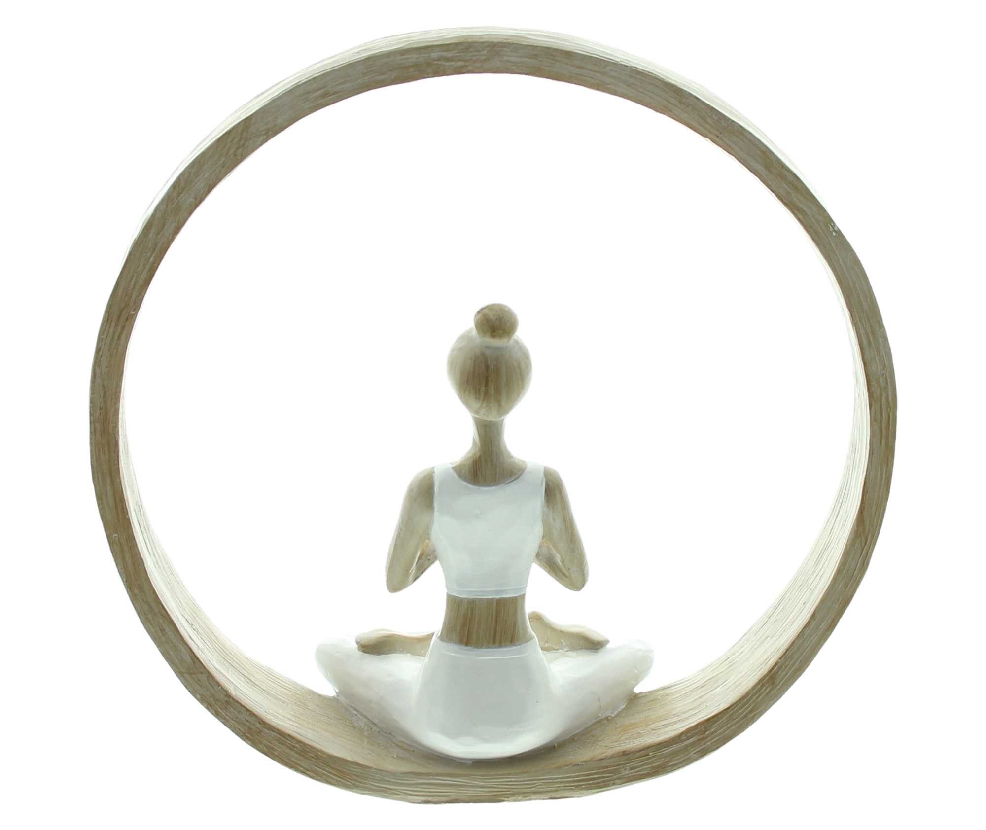 Dekoleidenschaft Dekofigur Dekoring "Meditation" Polyresin, natur & weiß, Kranz stehend, Skulptur