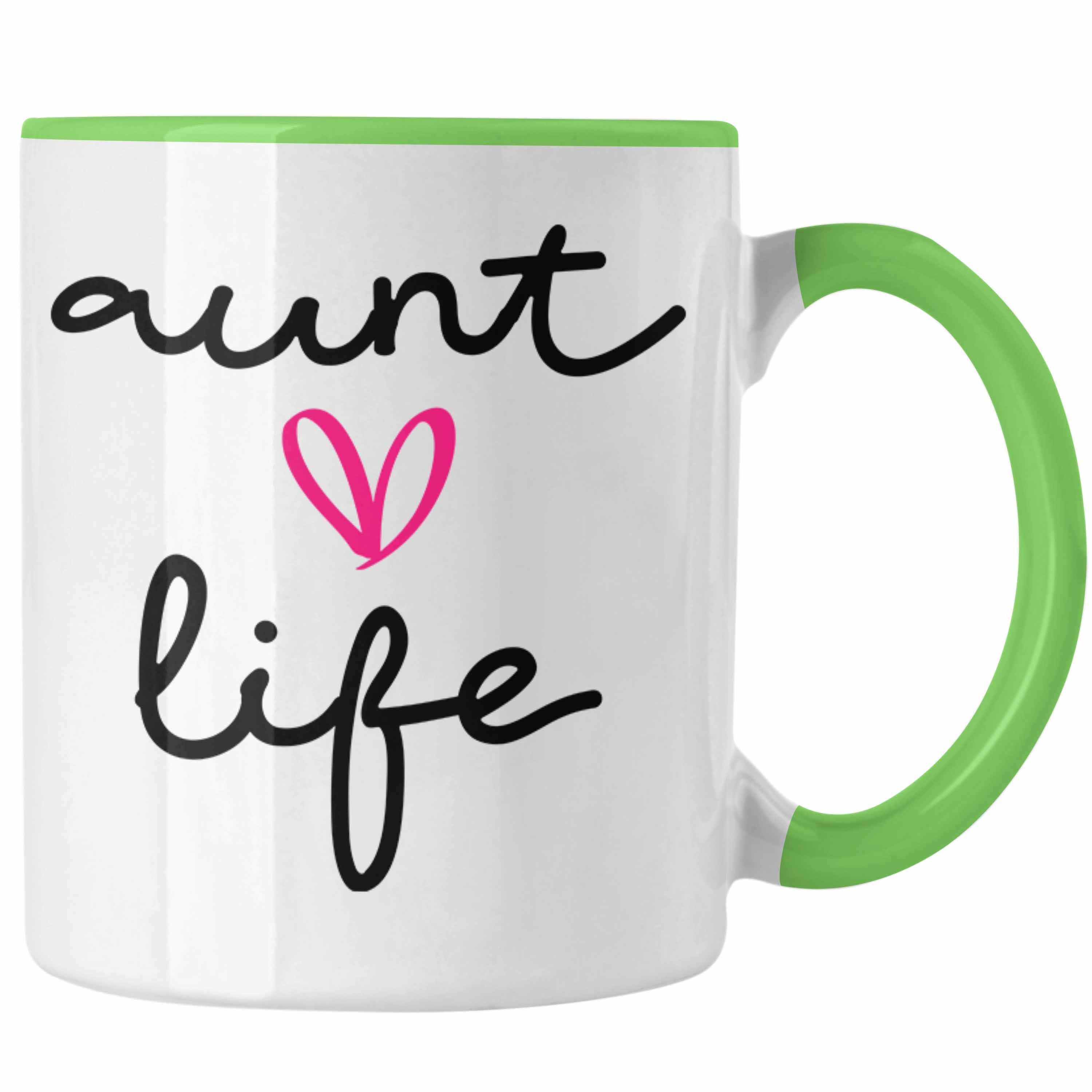 Trendation Tasse Trendation - Aunt Life Tante Tasse Geschenk für Beste Tante Kaffeetasse Geschenkidee Tante Geburtstag Lustig Grün