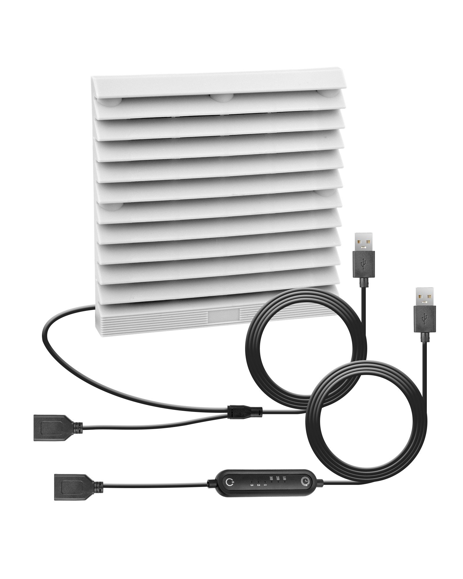 euroharry Kombigerät Luftreiniger, Ventilator und Heizlüfter USB 120mm Lüftungsventilator, Timer 6 Geschwindigkeitsstufen