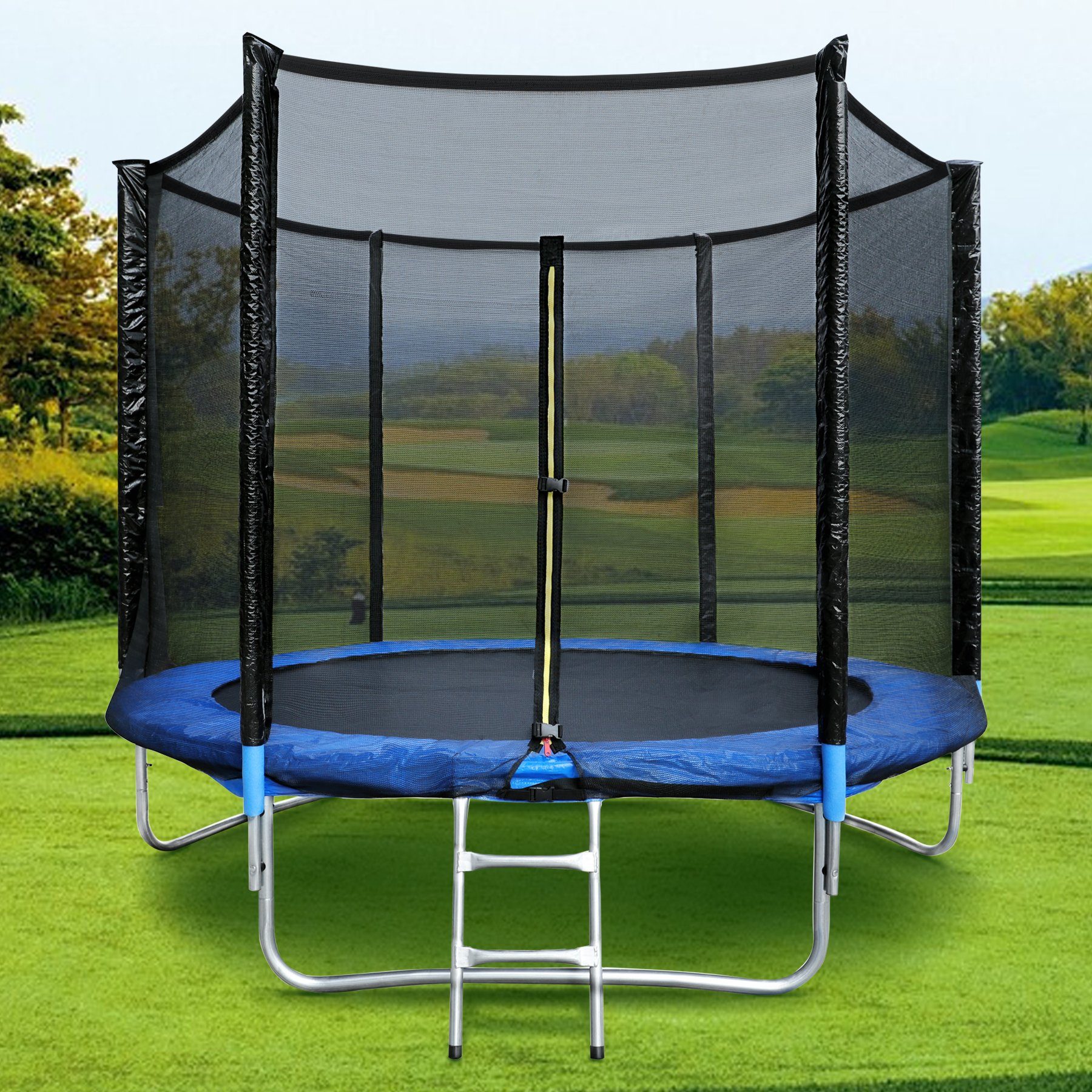 HomeMiYN Gartentrampolin Trampolin Outdoor Ø183/244/305/366cm Sicherheitsnetz Kindertrampolin, Schutzrand schwarz,mit sicherheisnetz