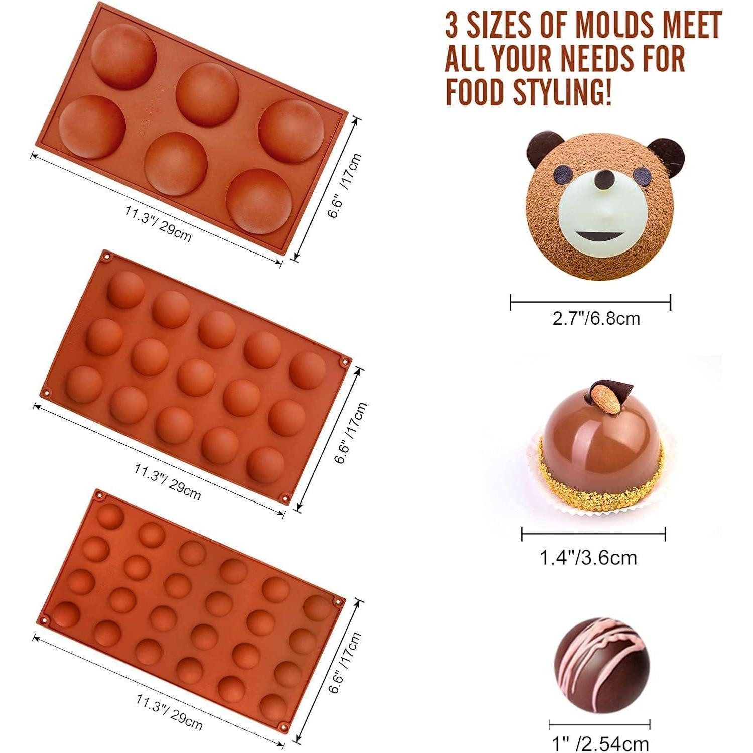 LuxusKollektion Schokoladenform Halbkugel Silikonformen Schokoladenformen 3er Set Dome Mousse Backform