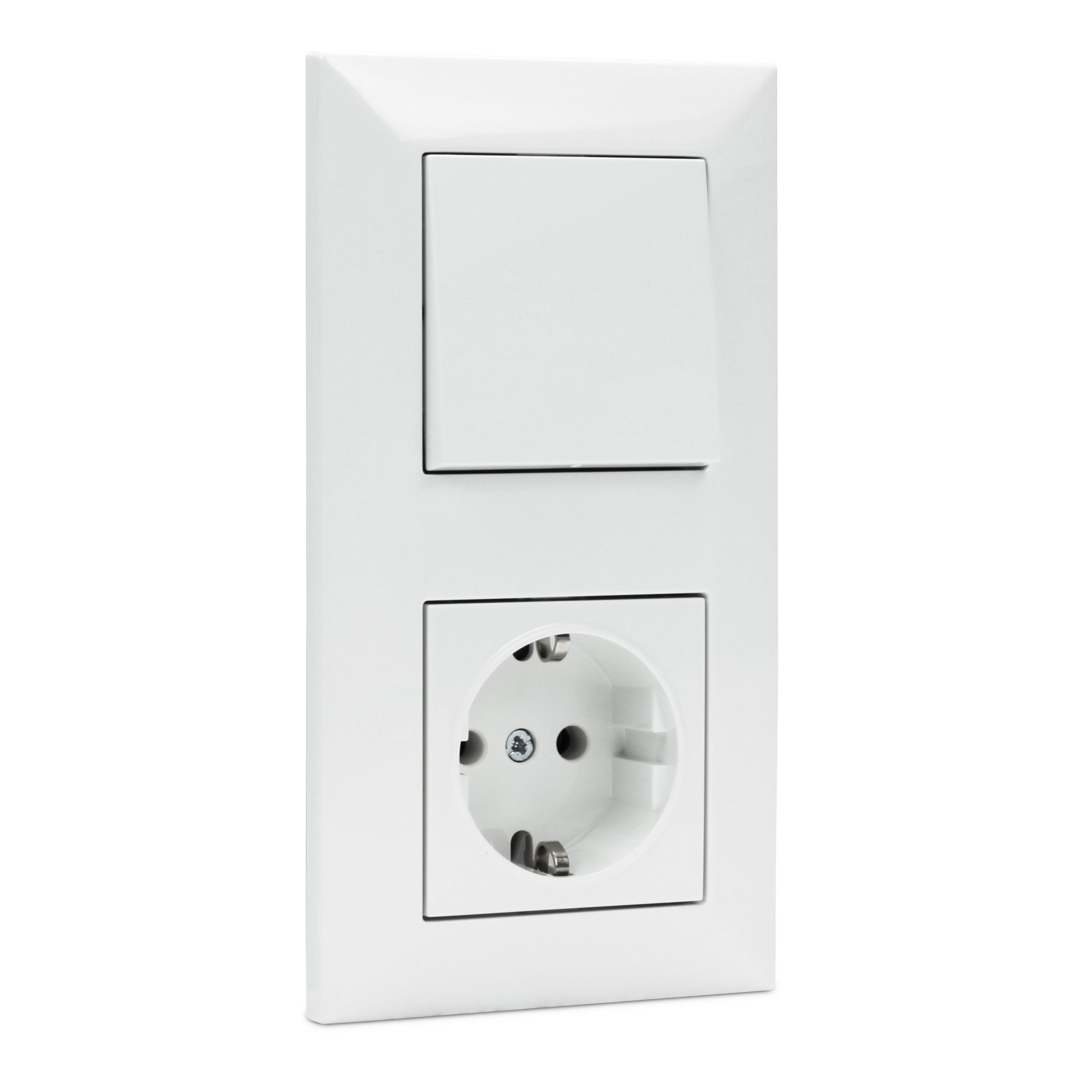 Viko by Panasonic Lichtschalter Meridian Kombination Kreuzschalter + Steckdose (3-St), VDE zertifiziert, halogenfrei, aus stabilem Thermoplast-Kunststoff