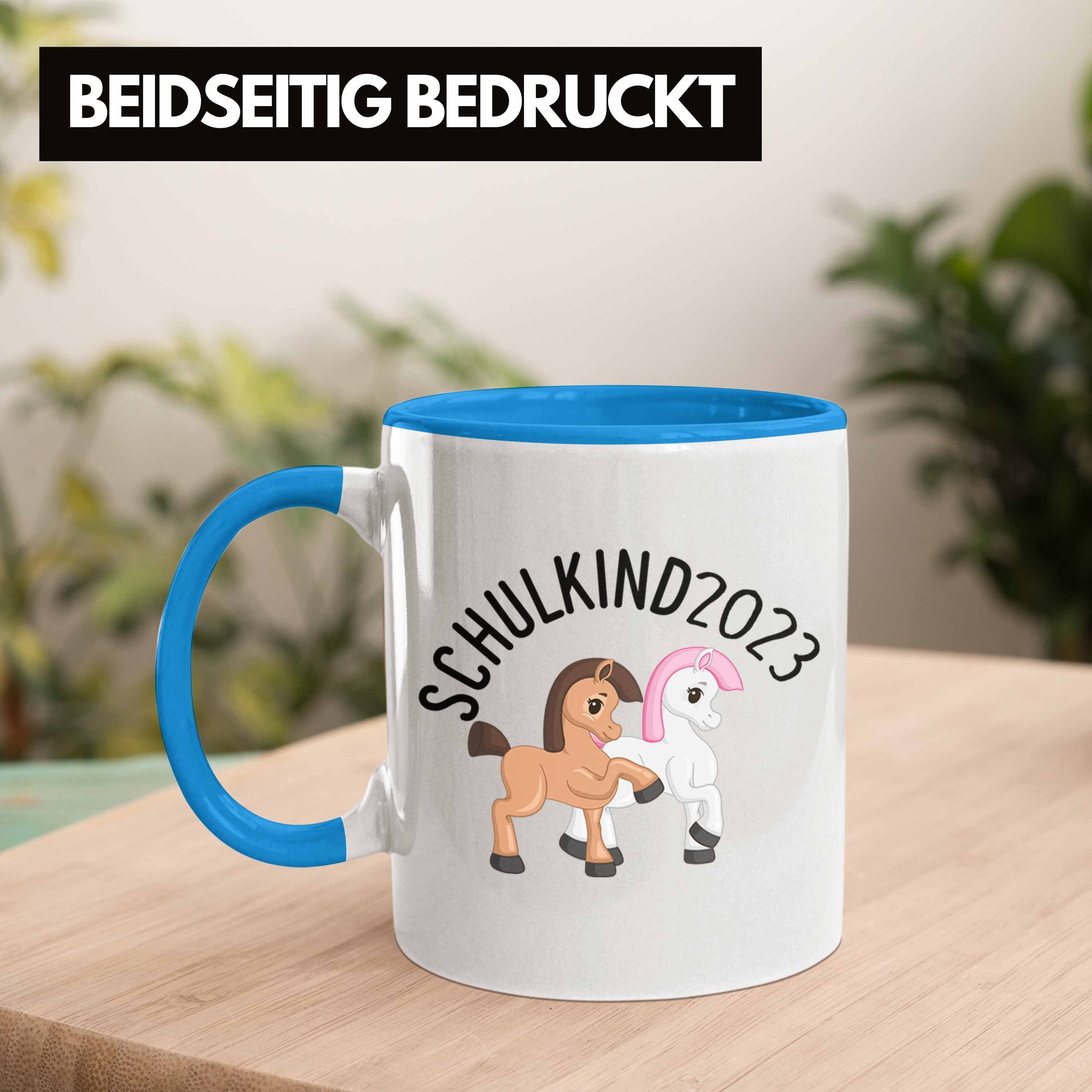 Blau Mädchen - Tasse 2023 Einschulung Trendation Geschenk Pferde Trendation Schulkind