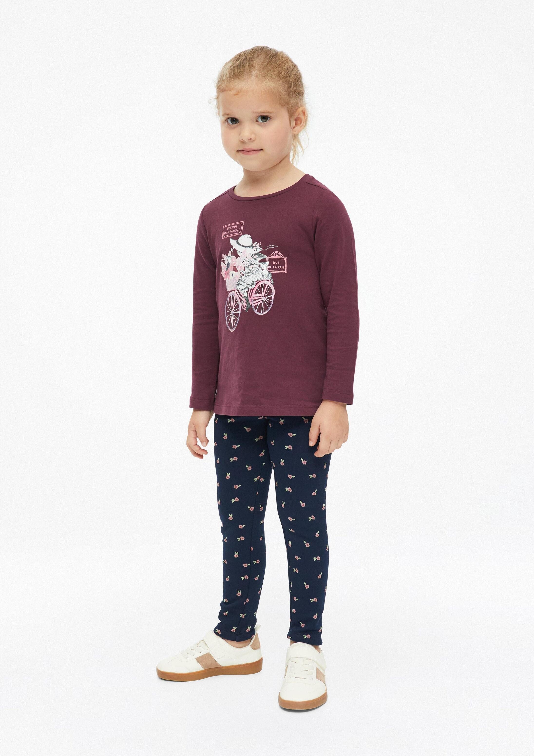 s.Oliver Leggings Leggings Thermofleece-Leggings mit Blumenmuster