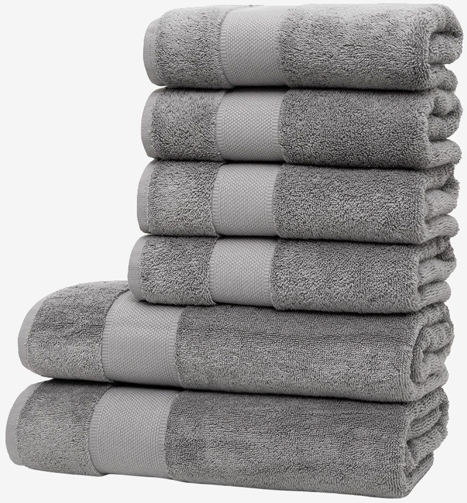 Wolkenfeld Handtuch Set Premium Low-Twist Baumwolle 550 g/m² – 6-teiliges Bade-Set, Frottier (6-St), 2 Duschtücher 70×140 cm & 4 Handtücher 50×100 cm