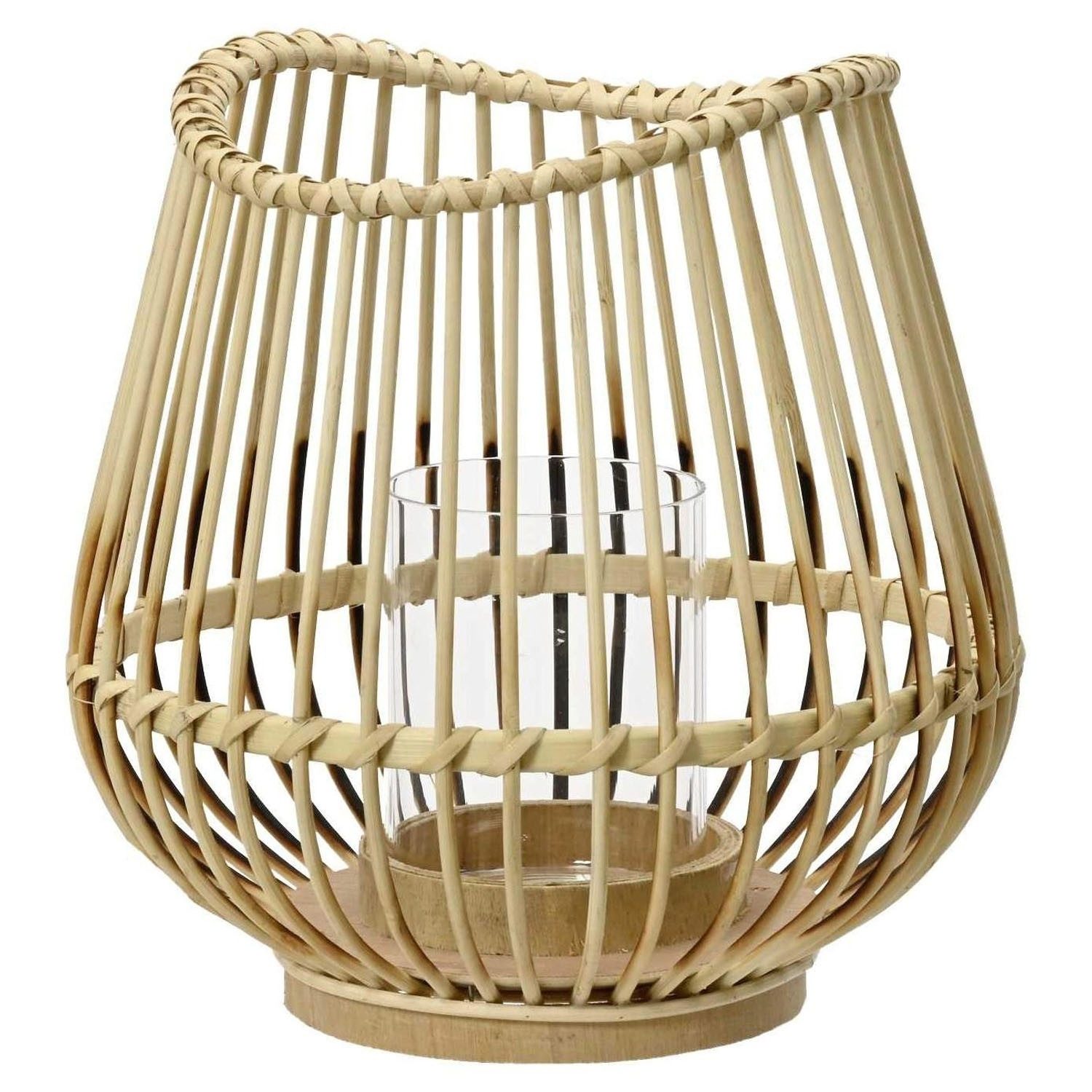 Kaemingk Windlicht ADALAS, H 23 cm, Ø 23 cm, Braun, Bambus, (1 St), mit Gla günstig online kaufen