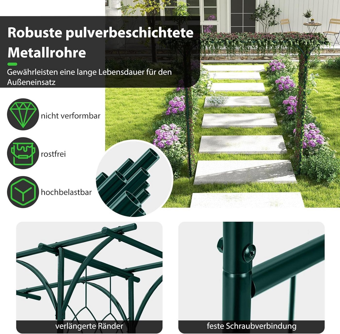 Thumbnail - KOMFOTTEU Rosenbogen, Rankhilfe Gartenbogen, 205 x 52 x 205 cm