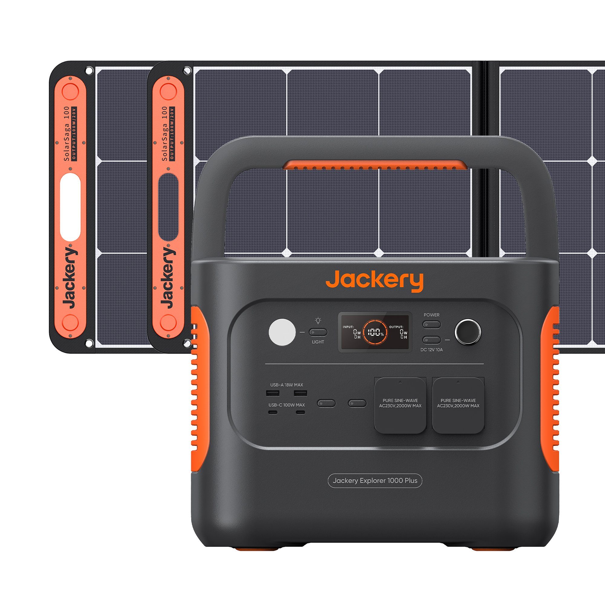 Jackery Stromgenerator Solargenerator 1000 Plus 200W, 4,00 in kW, (3-tlg), 1264Wh Tragbare Powerstation mit 2*100W Solarpanel