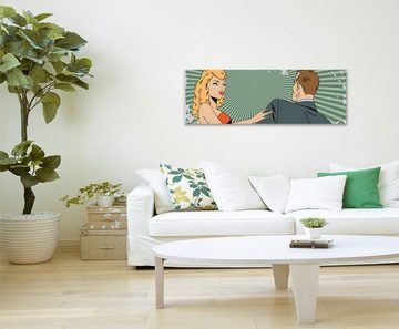 Sinus Art Leinwandbild Pop Art Illustration  Mann und Frau auf Leinwand exklusives Wandbild moderne Fotografie für ihre Wa