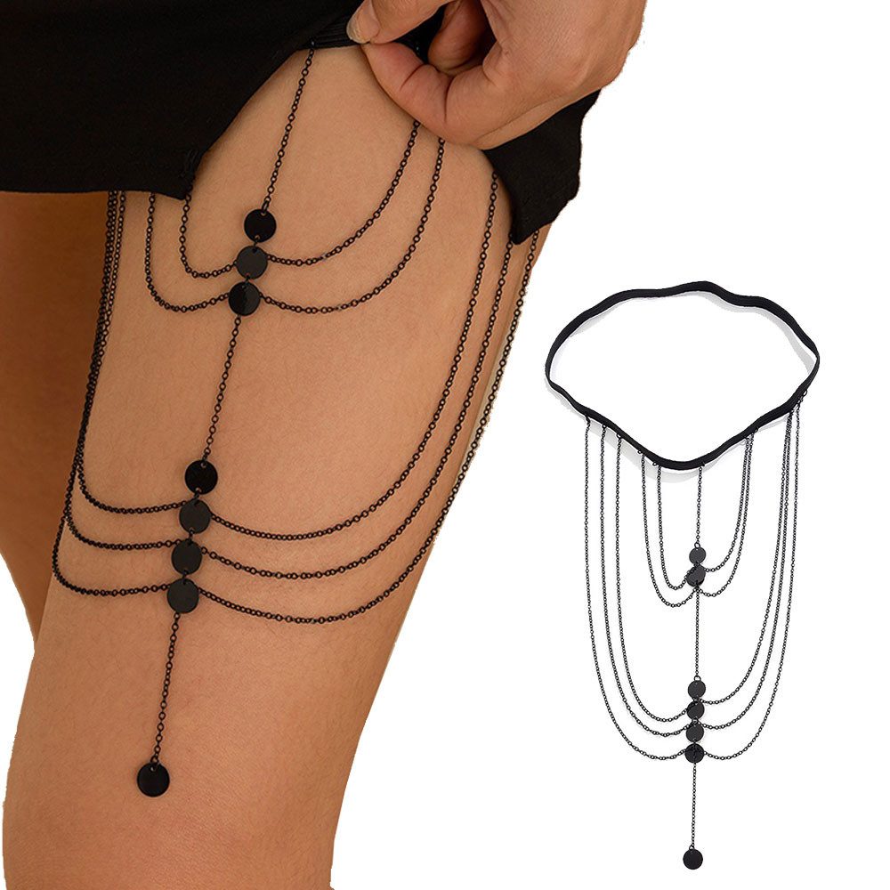 RWEUOQ Kettengürtel Kettengürtel Damen-Bein mehrschichtige Bein-Kette Quaste Bein Kette für Strand Sommer Urlaub Party Bikini Schmuck Einstellbar für Frauen