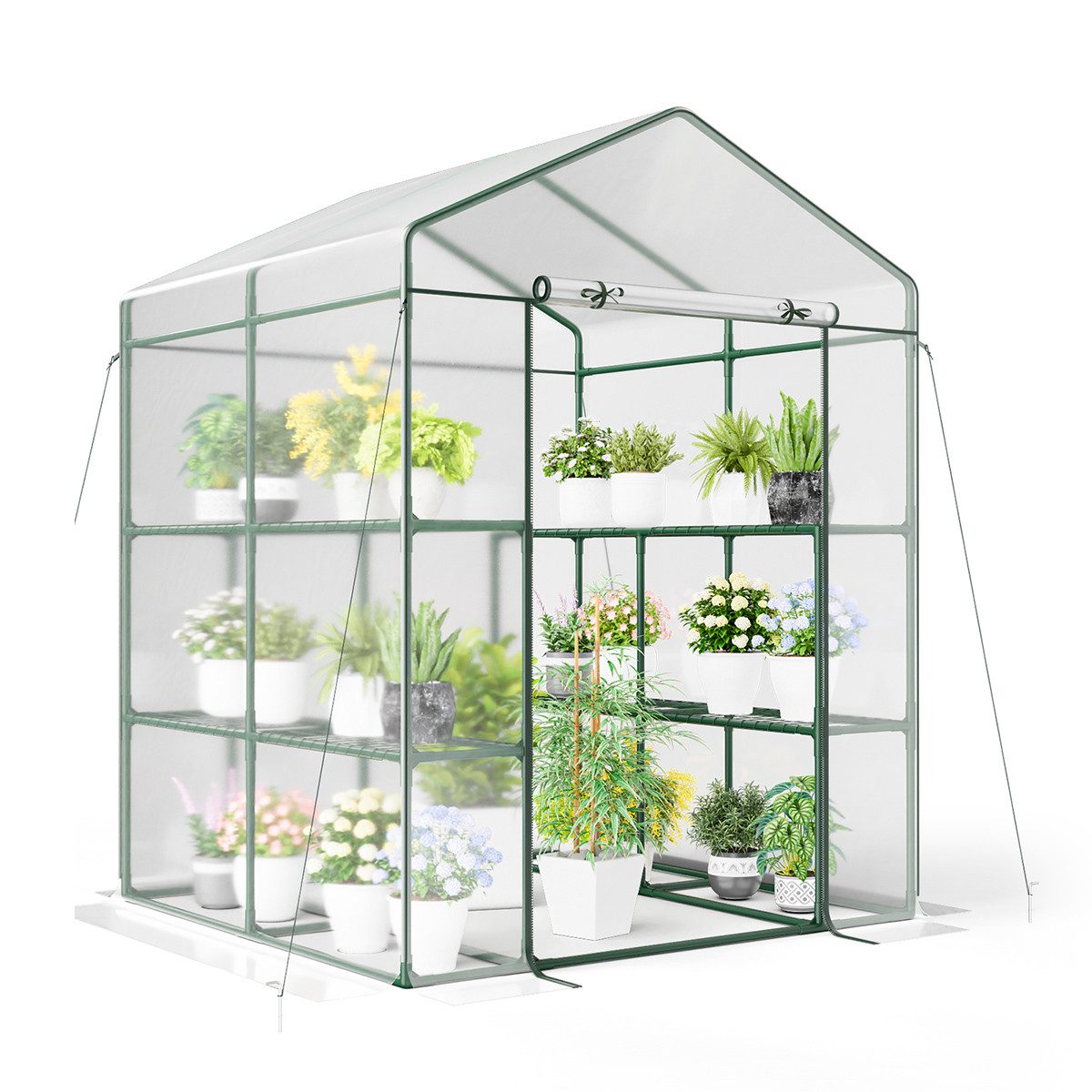 COSTWAY Gewächshaus, BxTxH: 139 x 144 x 195 cm, Treibhaus, Tomatenhaus, mit 8 Regalen