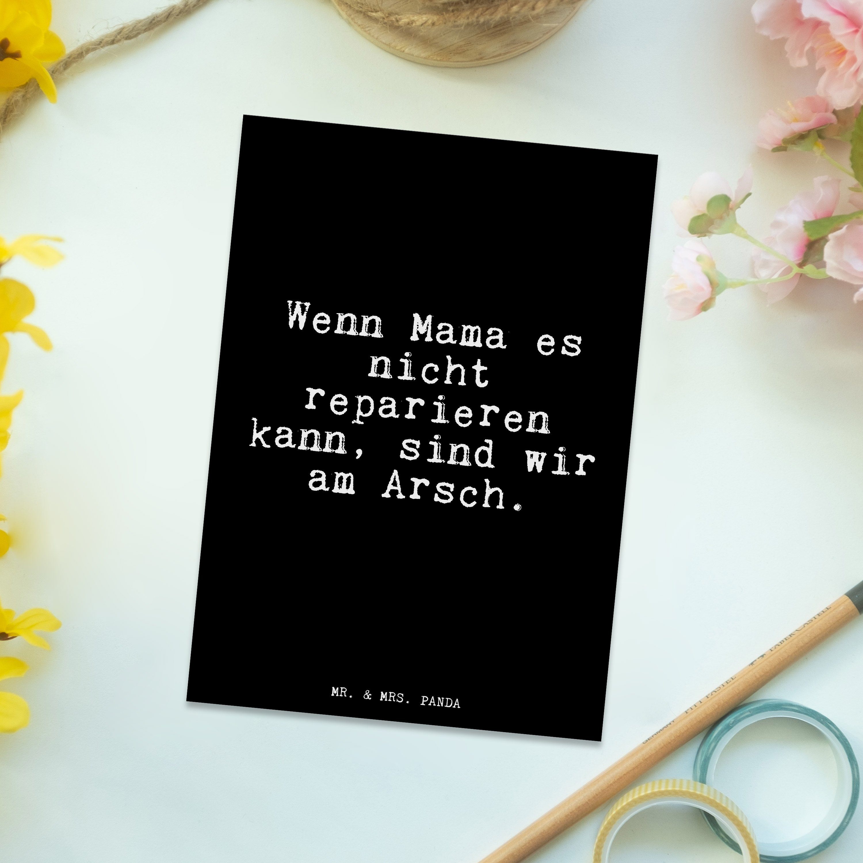 nicht... K Postkarte - Geschenk, Dankeskarte, Schwarz es Wenn - Grußkarte, Mama Mr. Mrs. Panda &