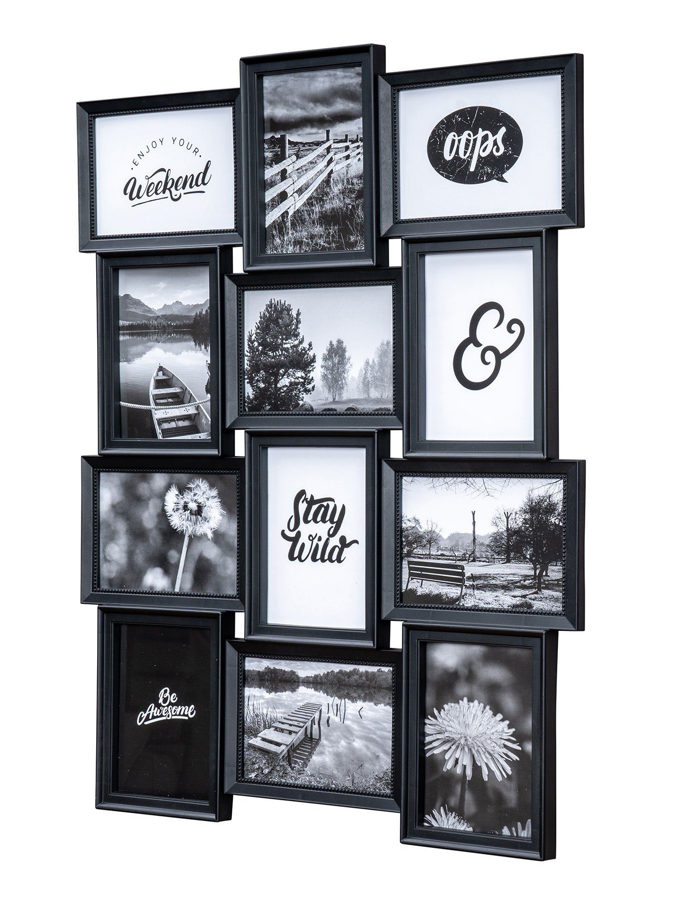Levandeo® Bilderrahmen Collage, Bilderrahmen 54x72cm 12 Fotos 13x18cm Schwa günstig online kaufen