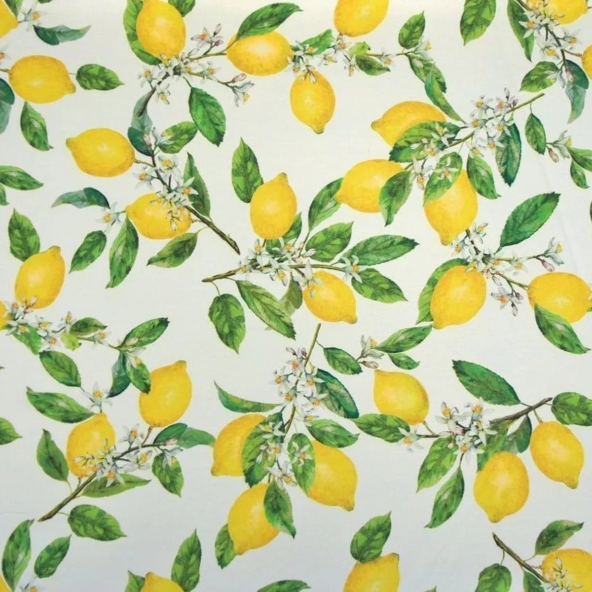 Stofferia Stoff Dekostoff Panama Zitronen Lemons Ecru, Breite 160 cm, Meterware