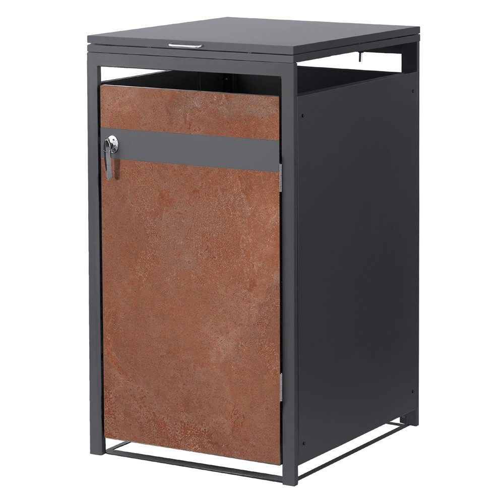 ML-DESIGN Mülltonnenbox Müllbox aus Stahl wetterfeste Mülltonnen Verkleidung Mülltonnengarage, Mülltonnencontainer mit Klappdeckel/Tür für 1 Tonne 120 oder 240 Liter