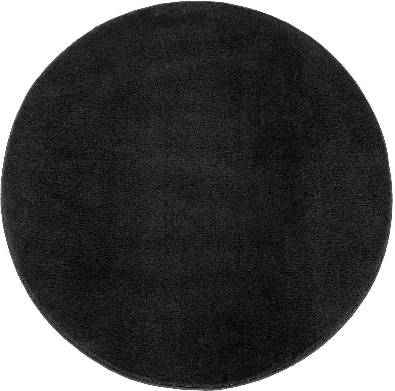 Paco rund, 22 schwarz waschbar, Kurzflor, besonders Home, weich, Uni-Farben, 630, mm, Wohnzimmer Höhe: Cadiz Teppich