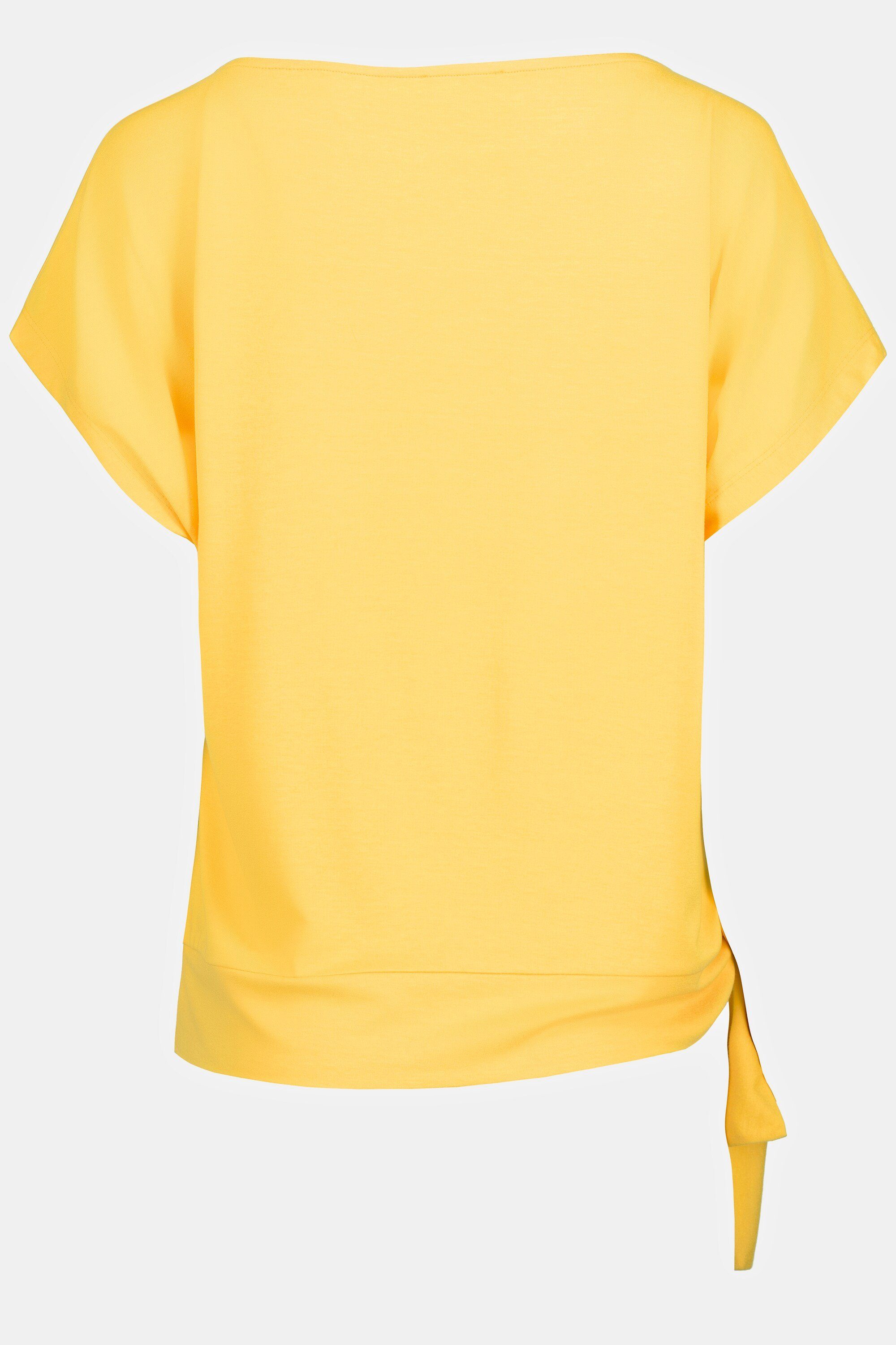 Damen Shirts Gina Laura Rundhalsshirt T-Shirt Identity U-Boot-Ausschnitt Saum Bindeband