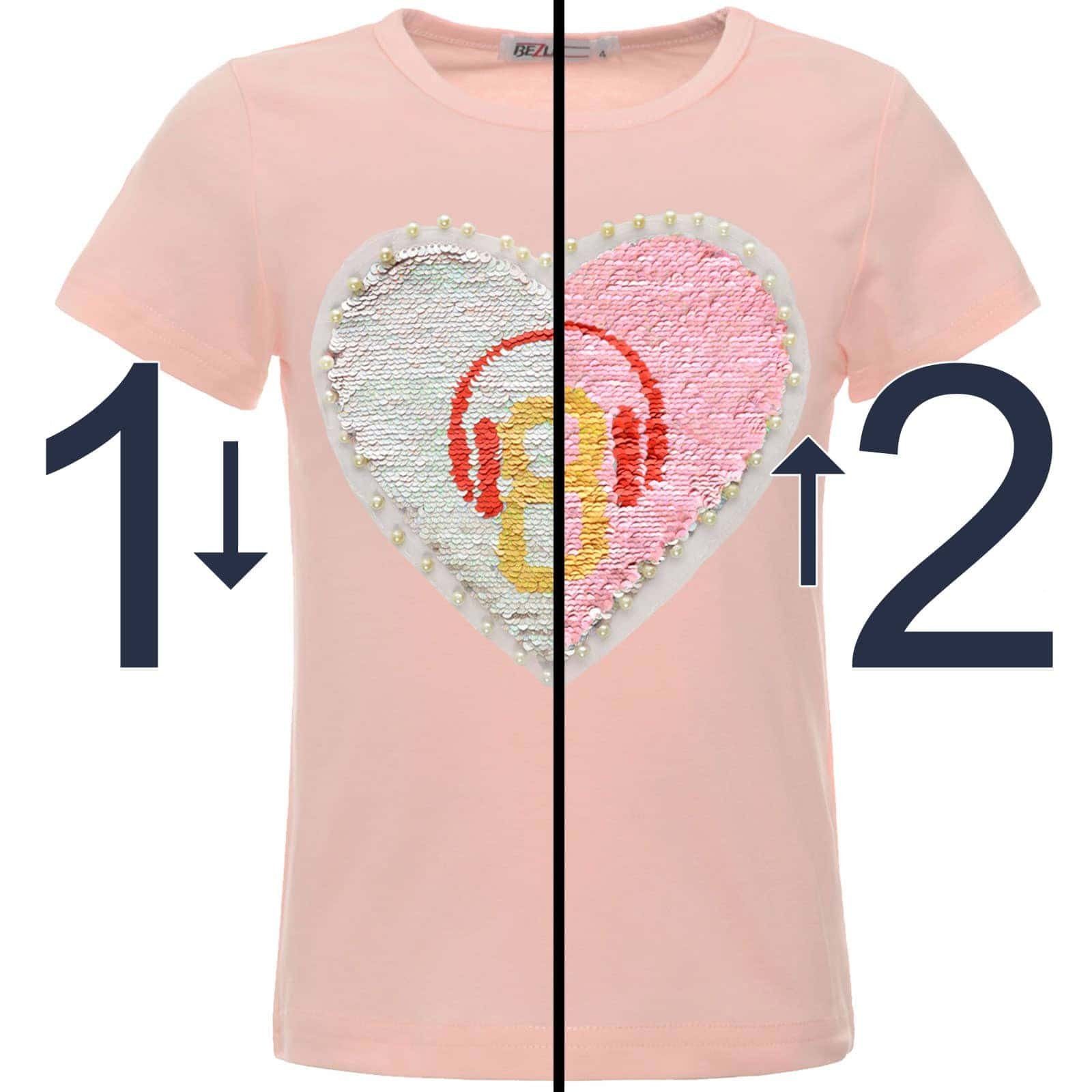 BEZLIT Paillettenshirt Mädchen Wende Pailletten Rosa (1-tlg) mit T-Shirt Wendepailletten