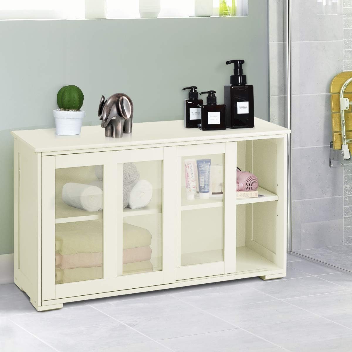 KOMFOTTEU Sideboard Küchenschrank, mit Schiebetüren günstig online kaufen