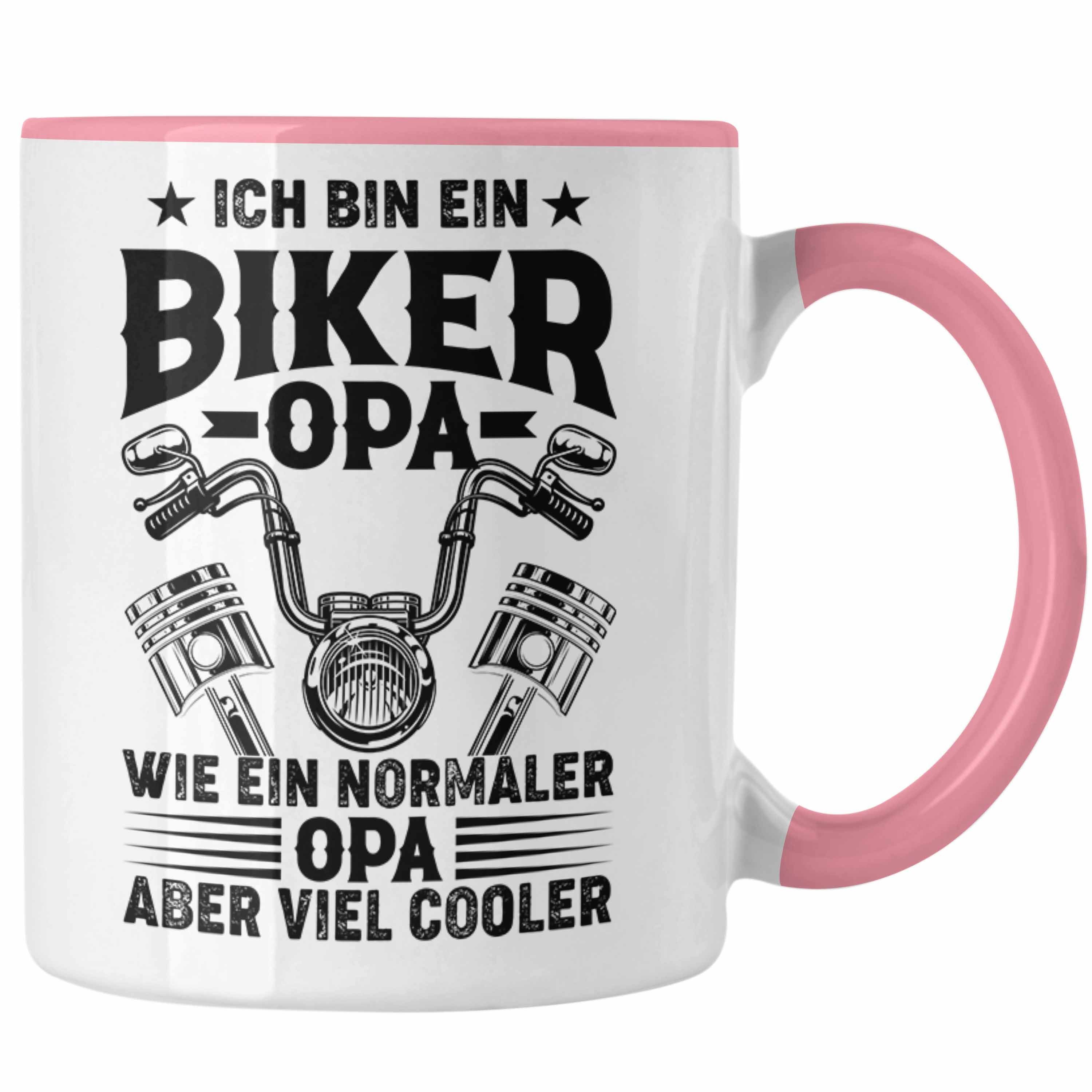 Trendation Tasse Trendation - Opa Motorrad Geschenk Tasse Opa Motorradfahrer Geschenkidee Vatertag Geburtstag Geschenkideee Biker Opa Rosa