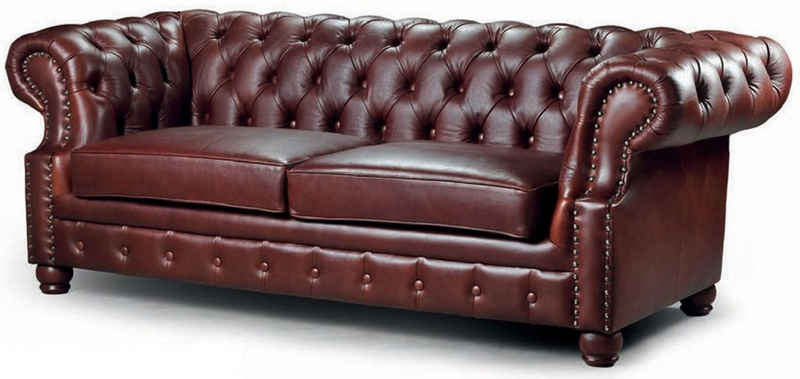 Casa Padrino Chesterfield-Sofa Casa Padrino Luxus Chesterfield Echtleder 2er Sofa Dunkelbraun 167 cm